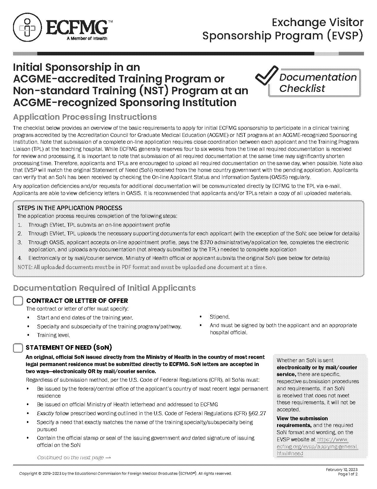 statement of need application form canada