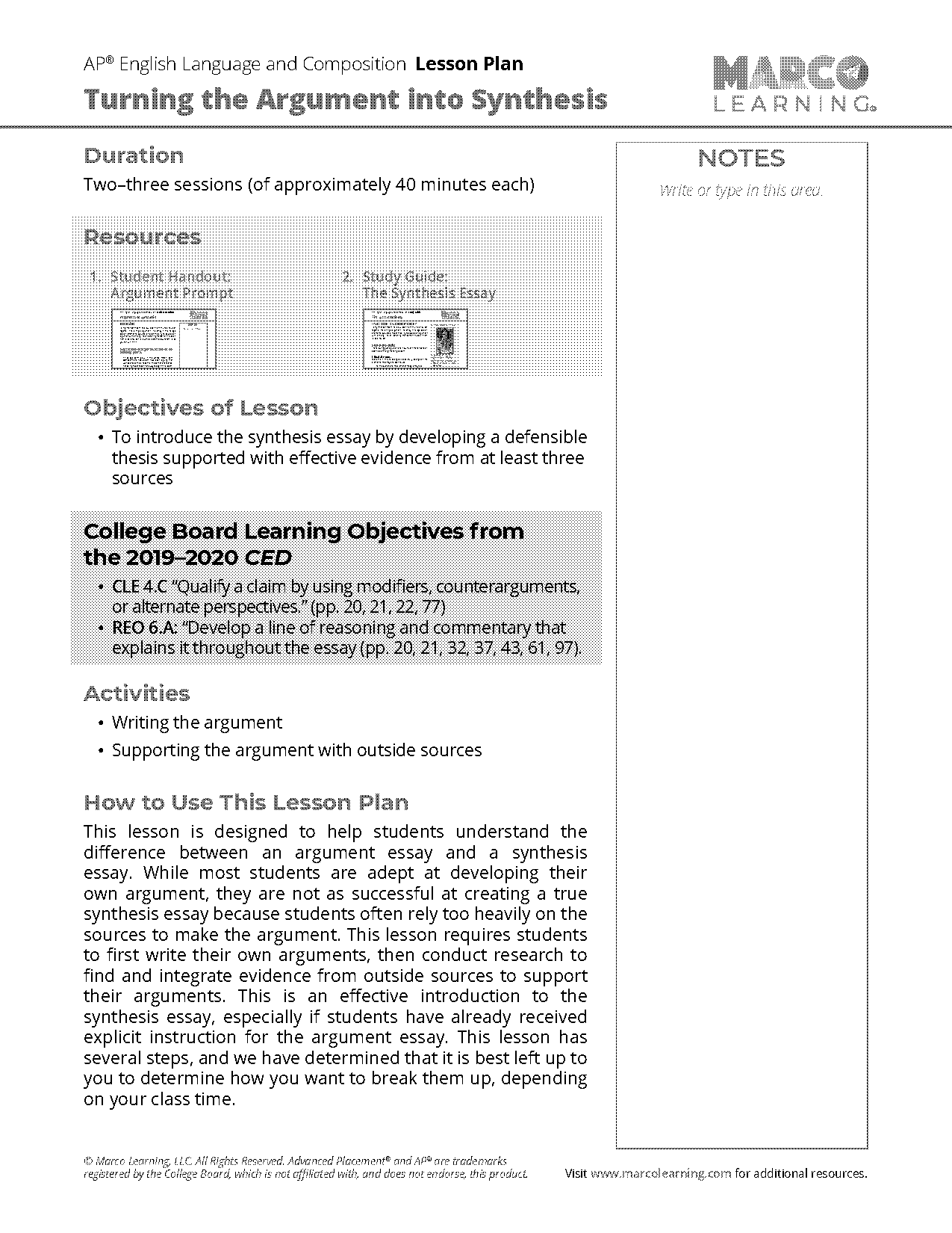 how to write ap synthesis essay