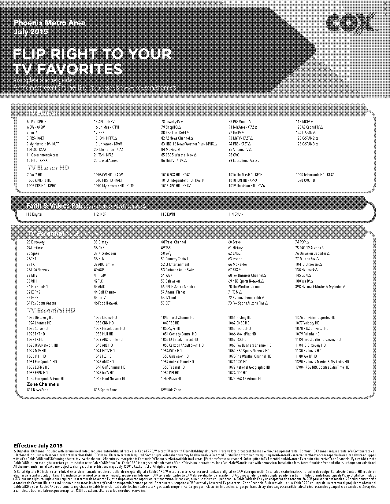 channel guide for cox cable phoenix