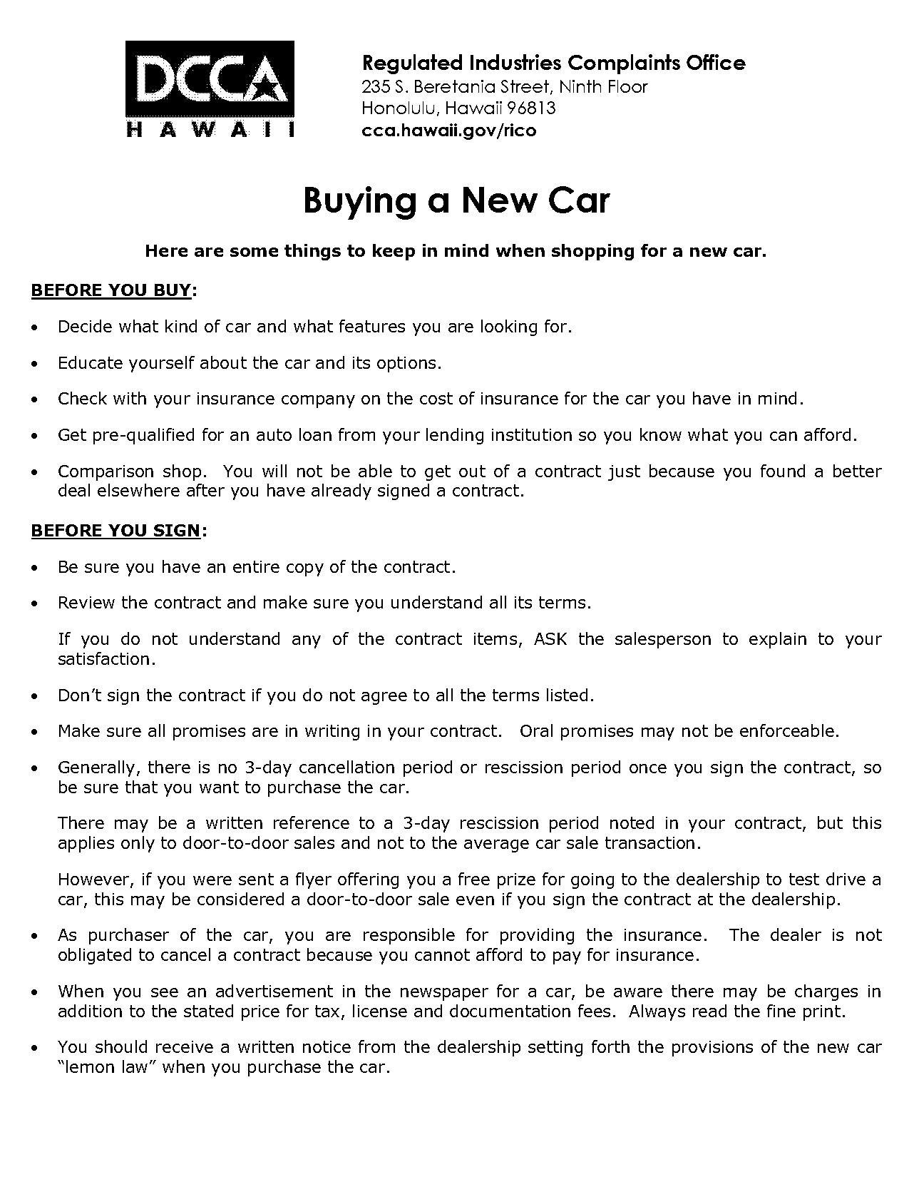 free car installment contract