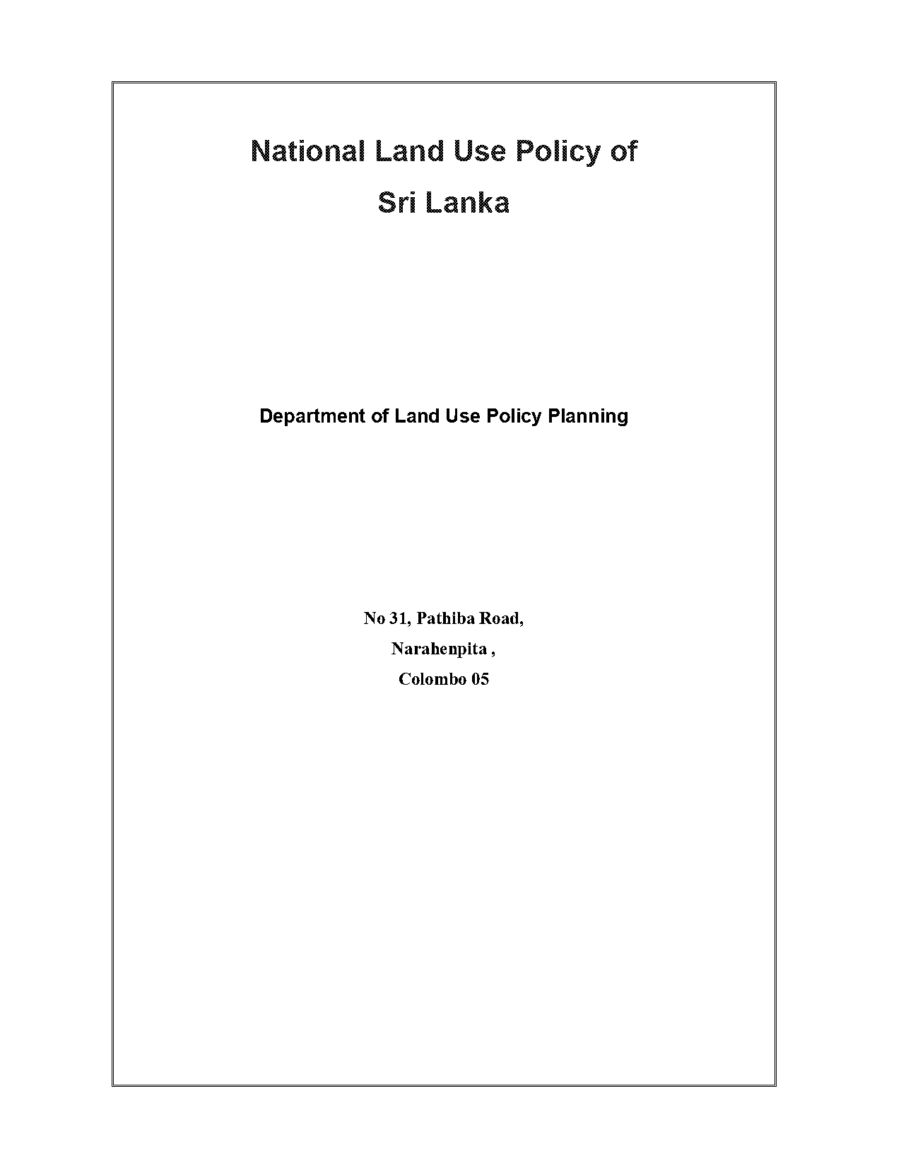 national land policy in sri lanka