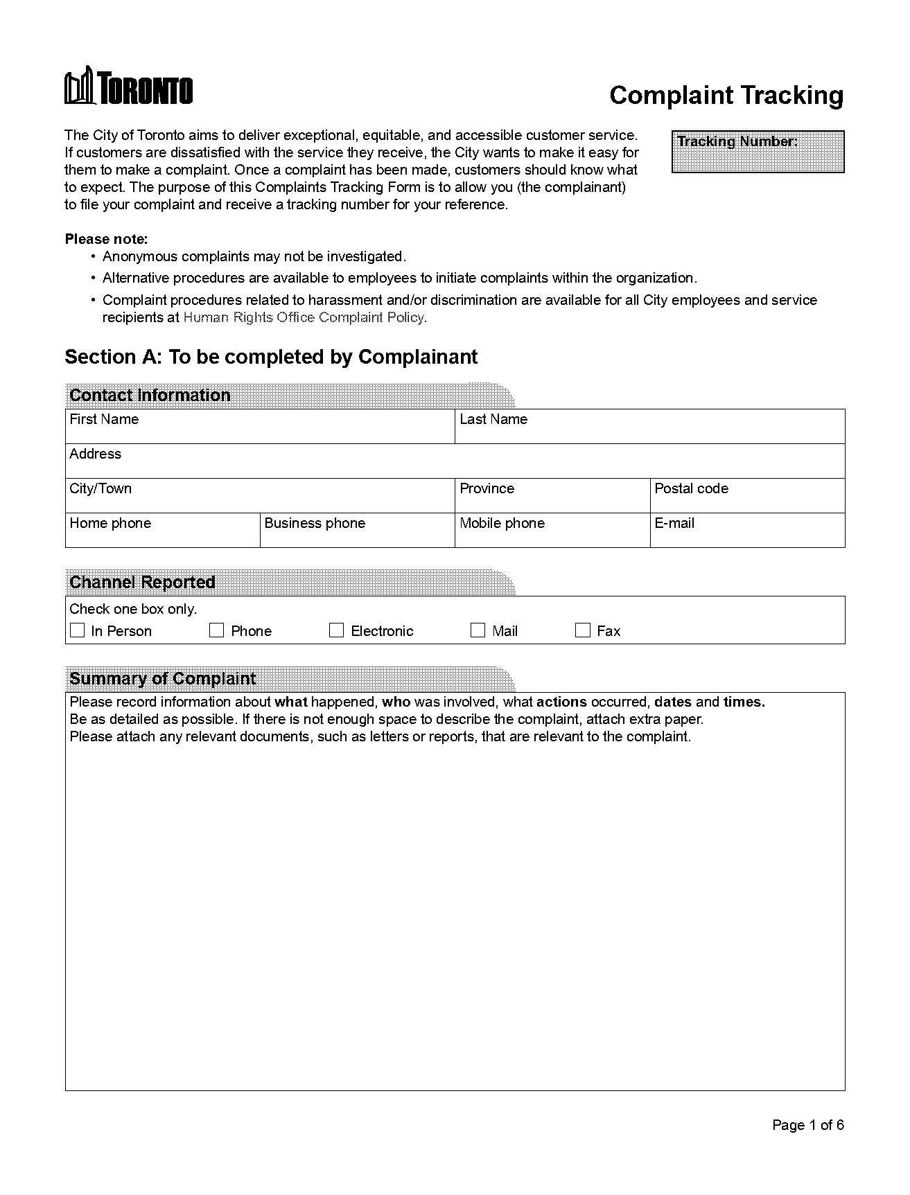 city of toronto reference consent form