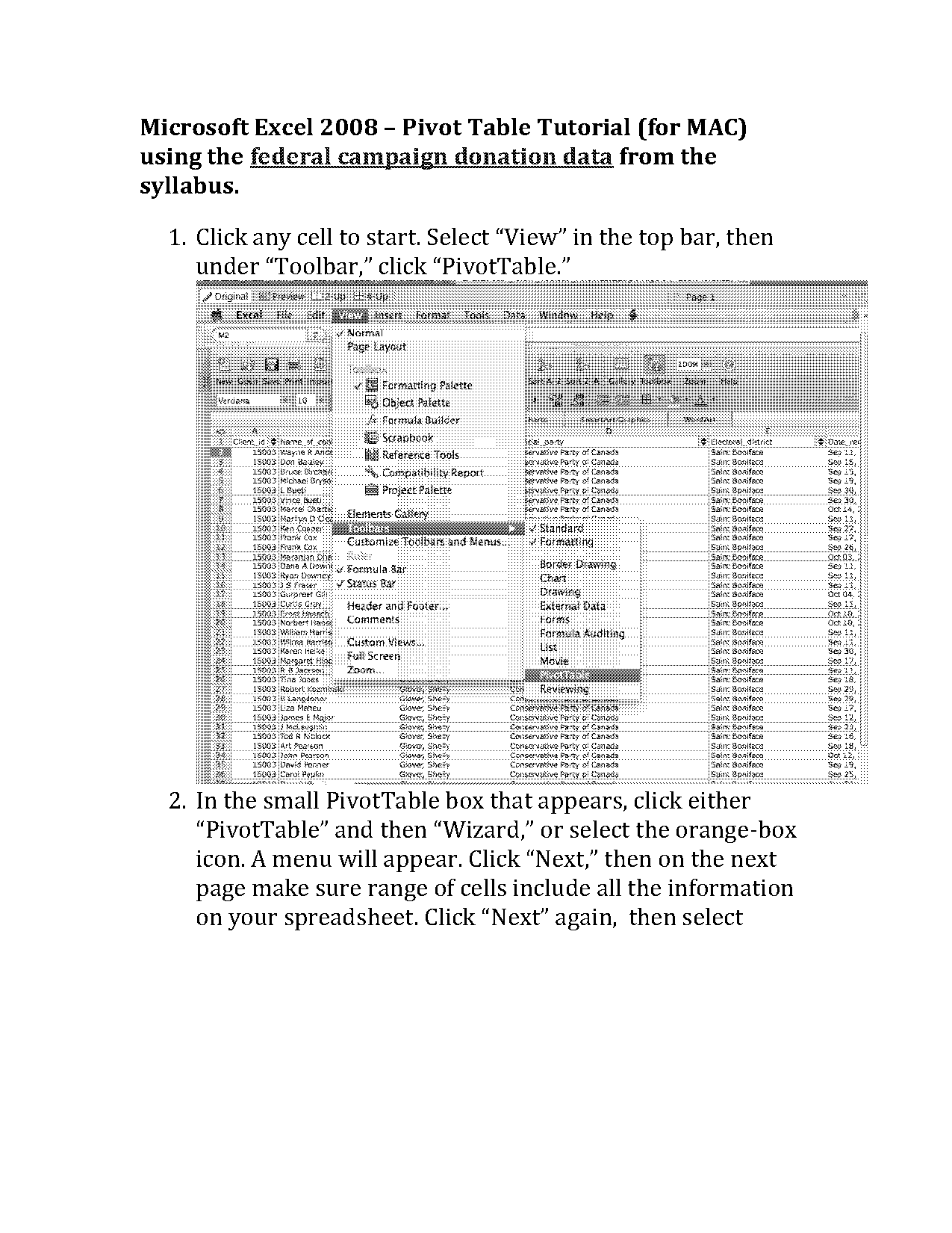 create chart from pivot table excel mac