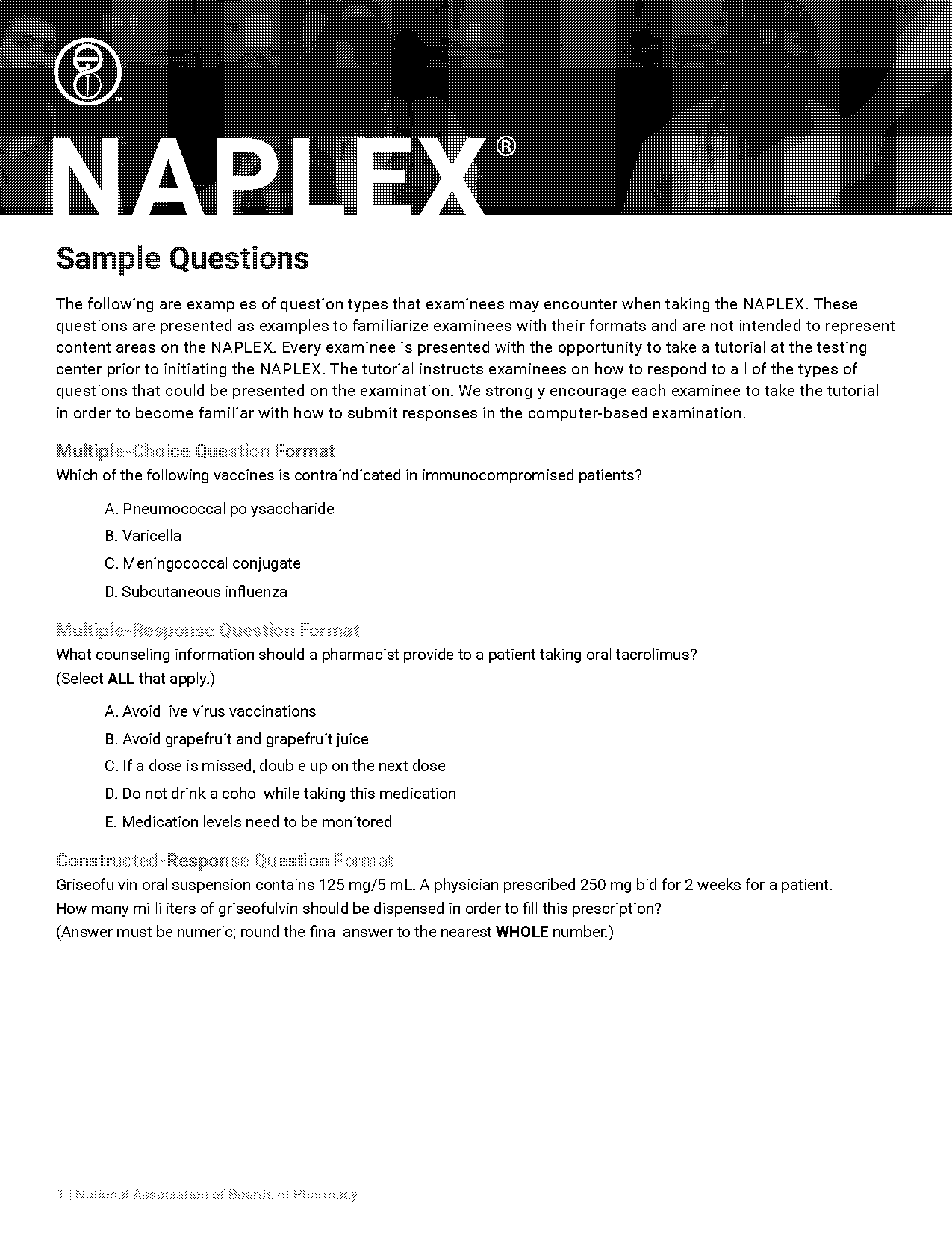 naplex sample test question