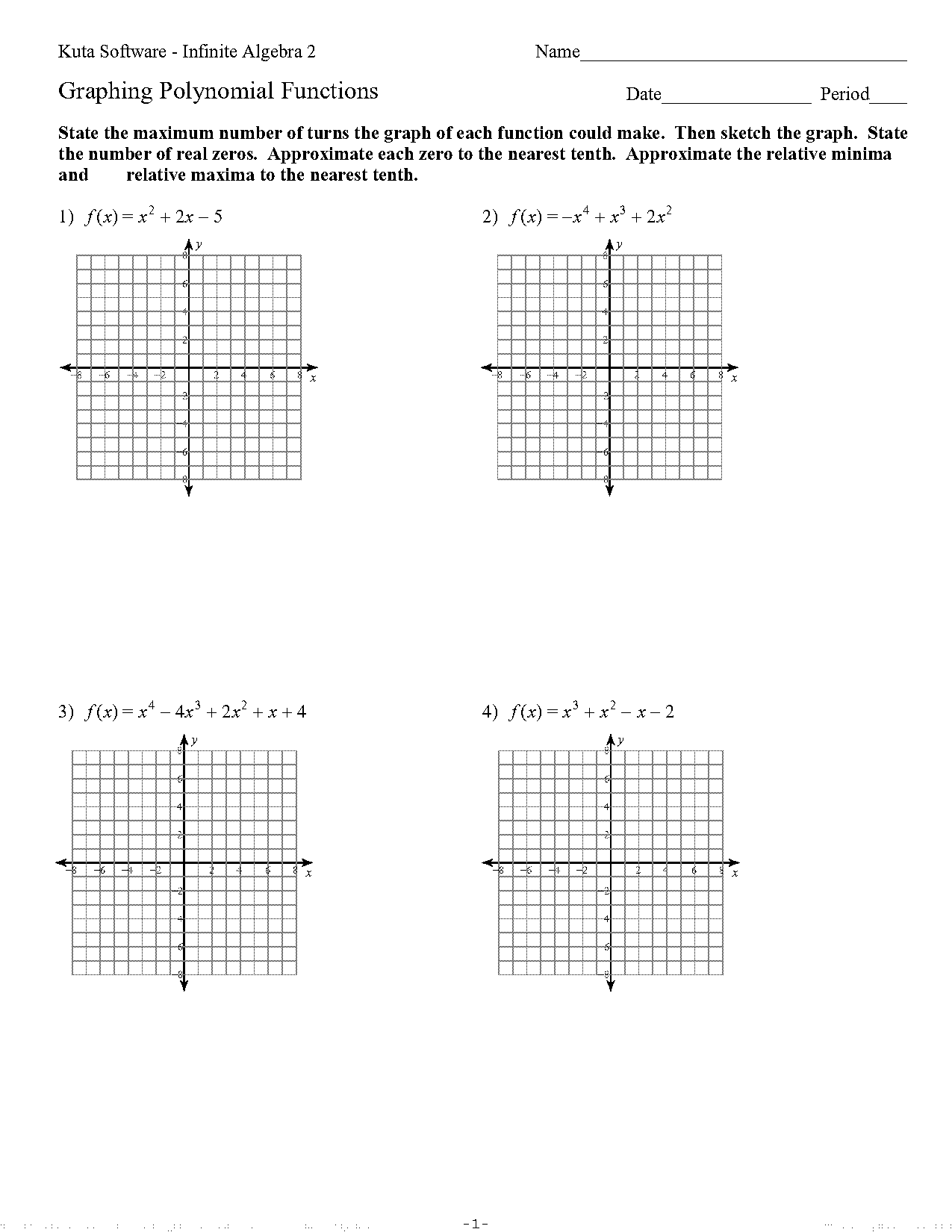 graphing polynomials calculator worksheet