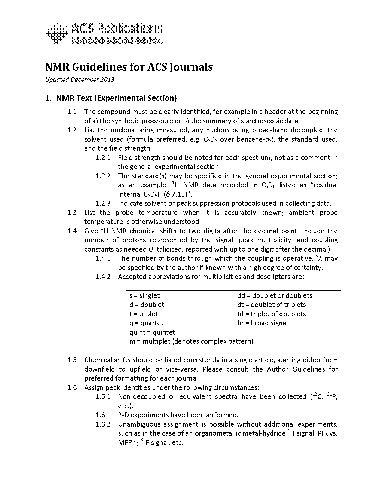 acs standard lab report format