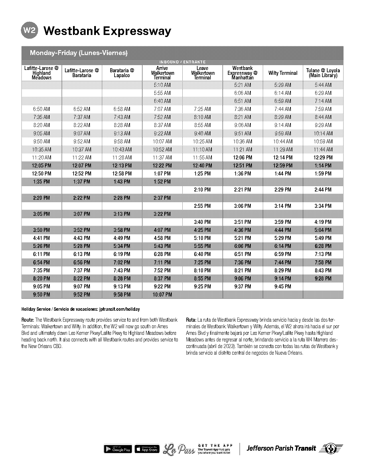 bus schedule new orleans westbank