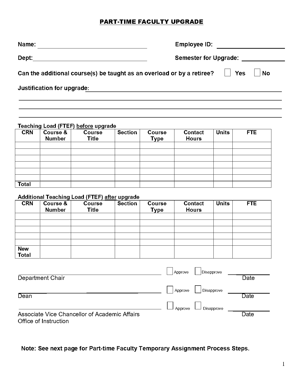 ccsf non instructional assignment form