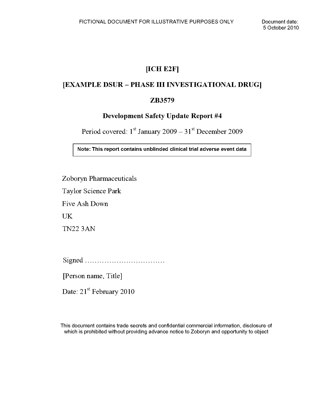 report format executive summary table of contents