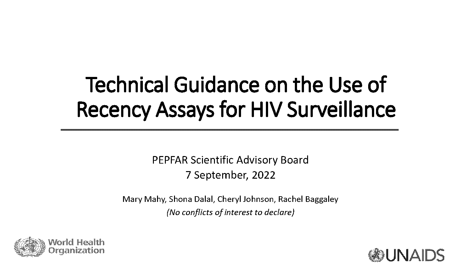 technical guidance for hiv surveillance programs