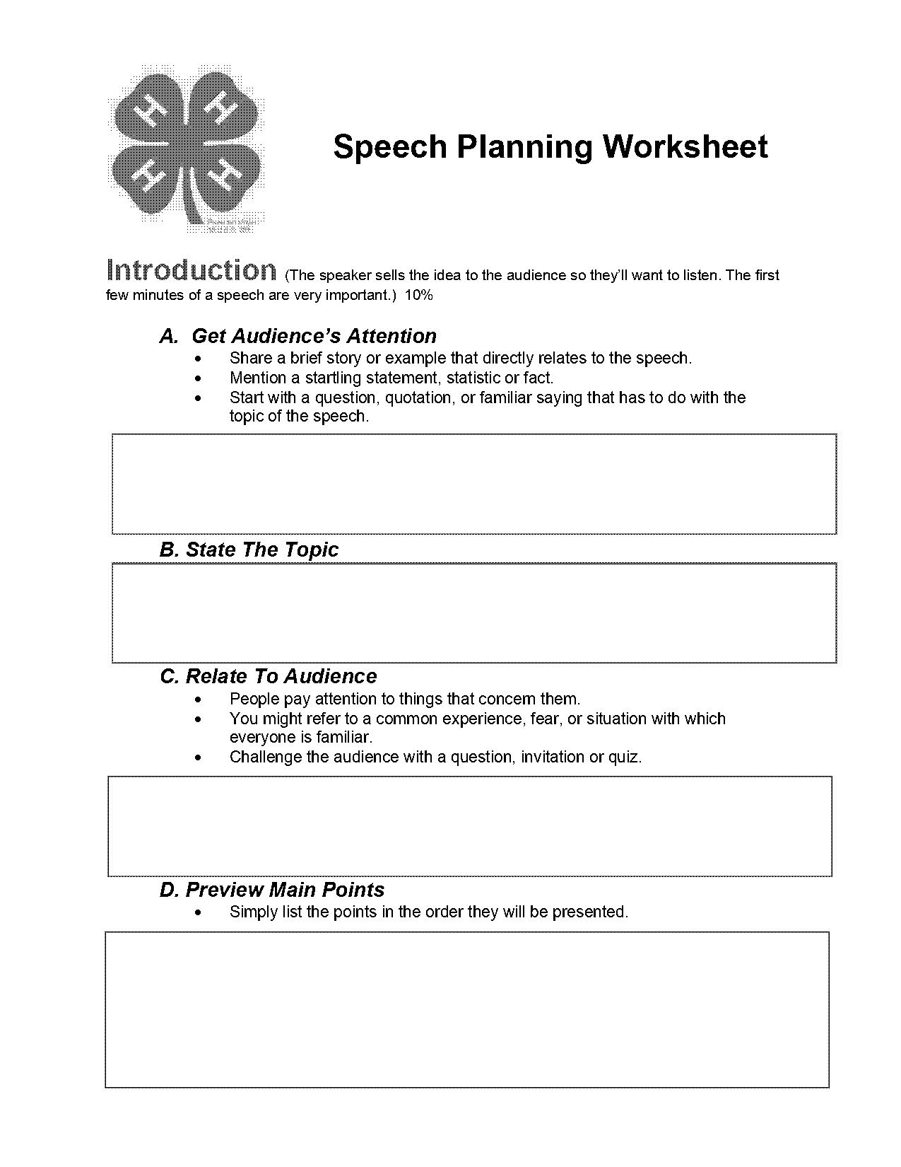 speech template for students pdf