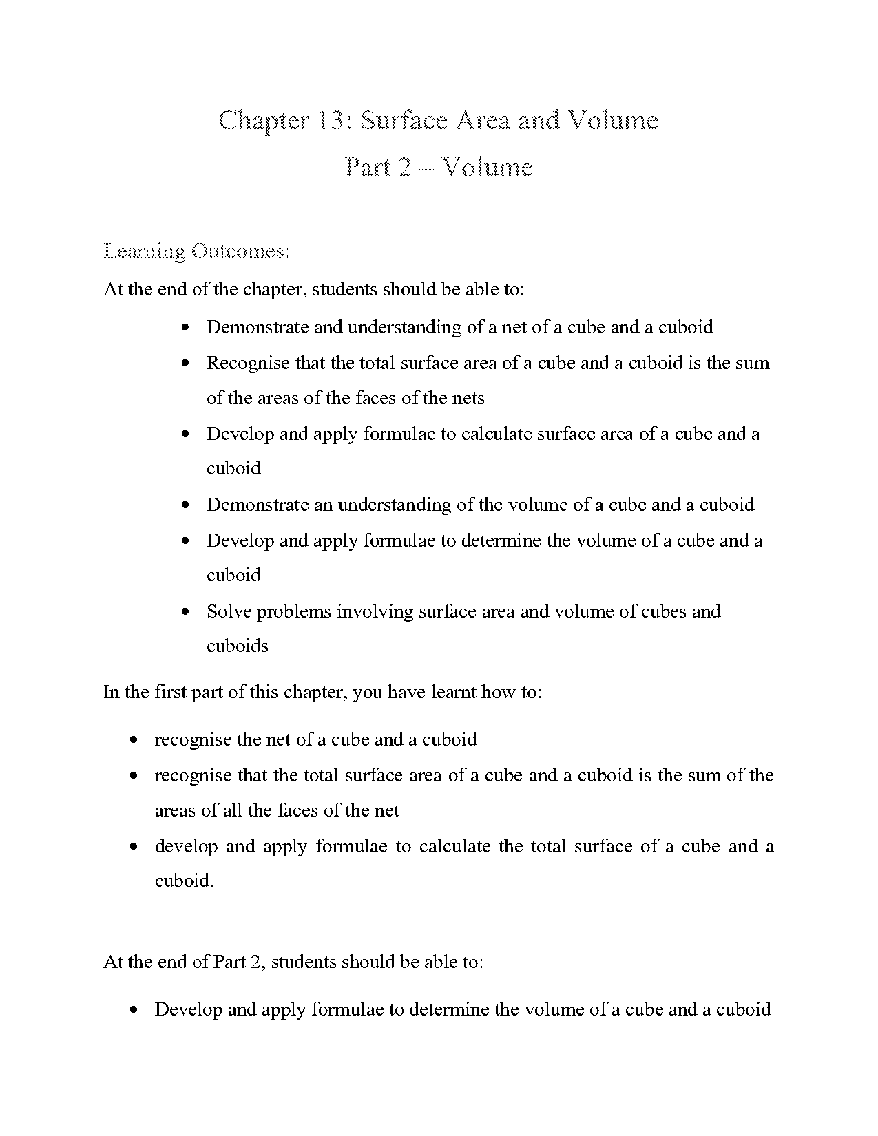 surface area and volume of cube and cuboid worksheet