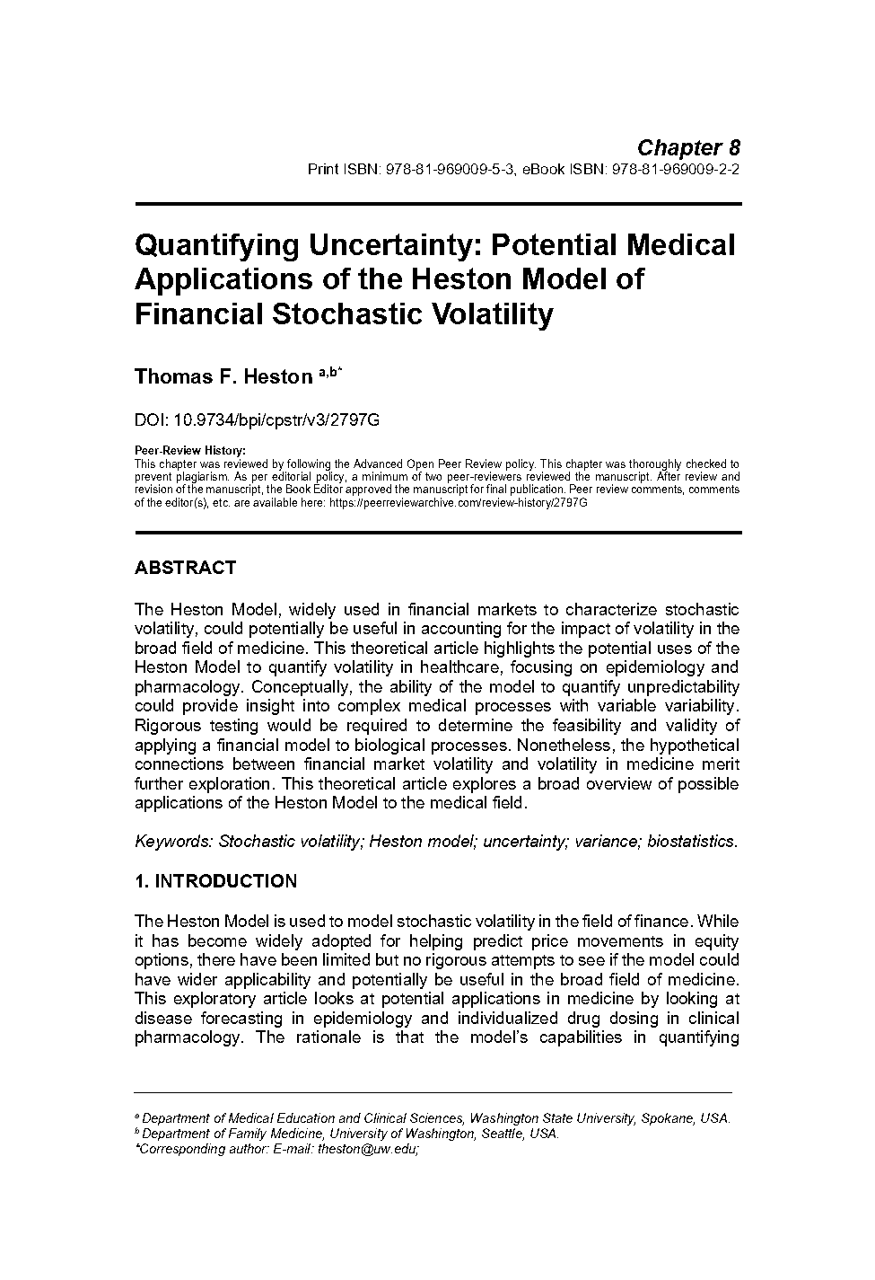 potential applications that can be developed based a stochastic model