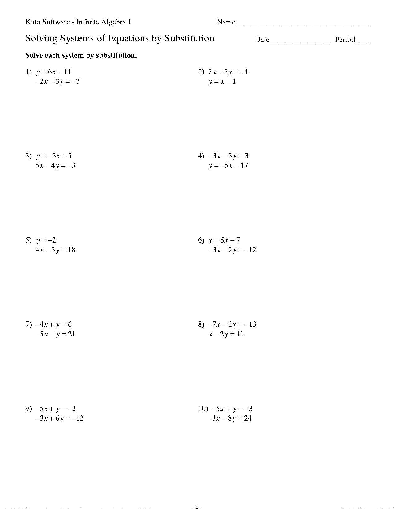 solving quadratic equations by substitution worksheet