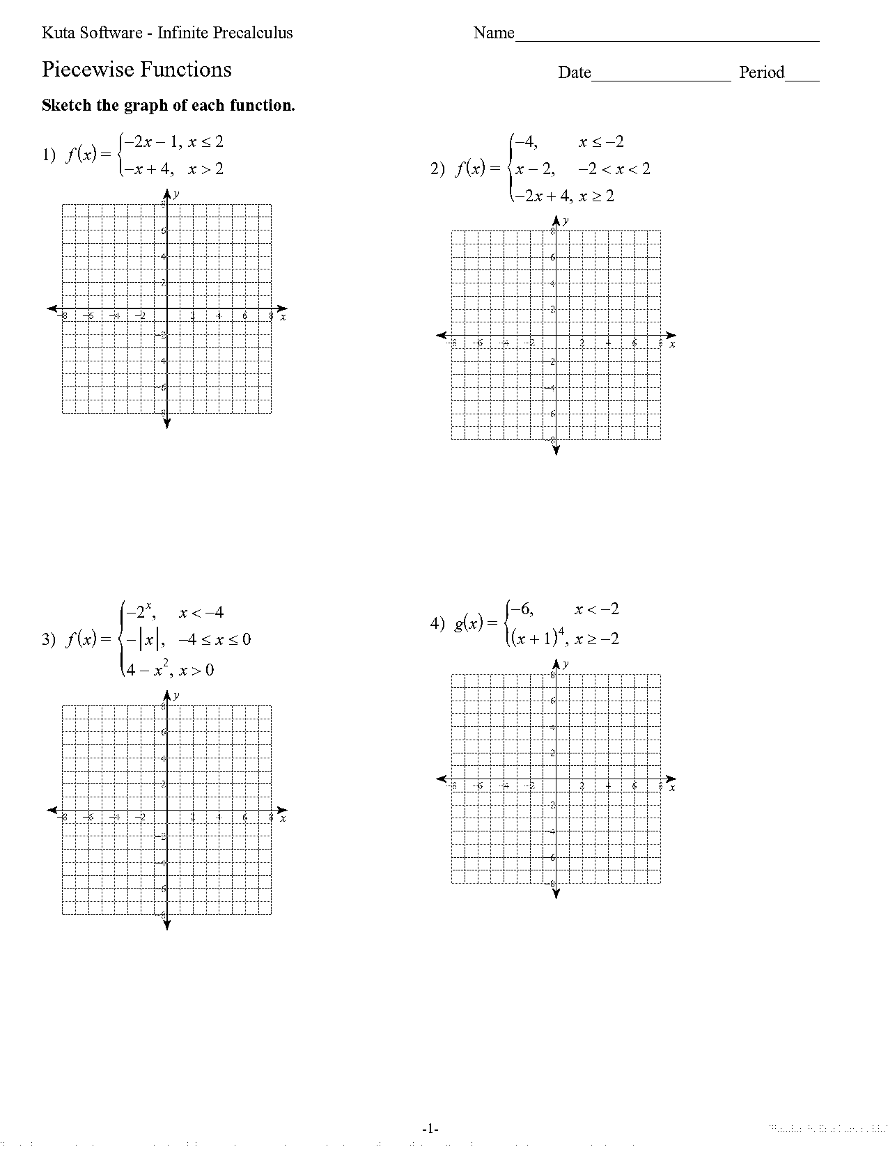 easy graphing piecewise functions worksheet with answers pdf