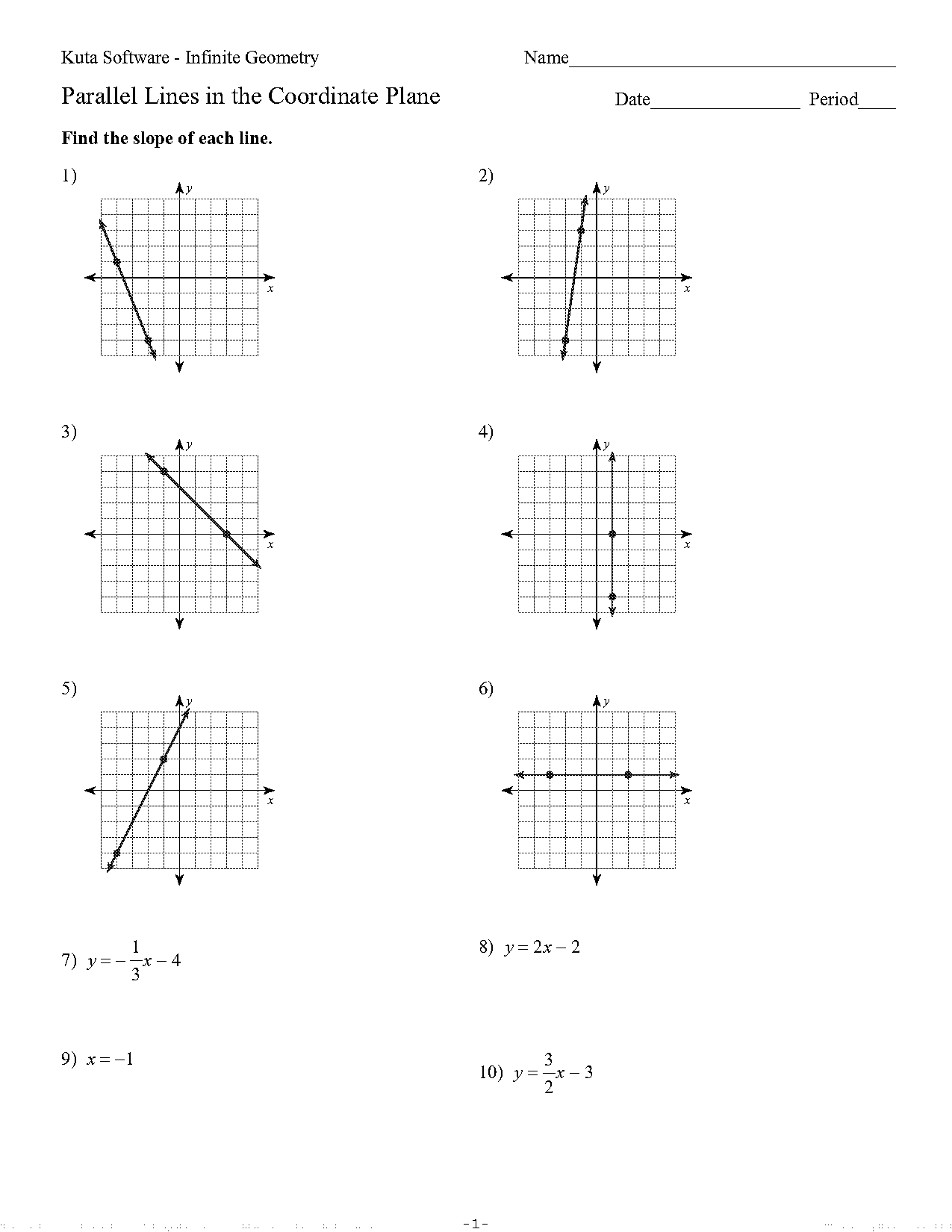 what is the slope of the parallel line worksheet