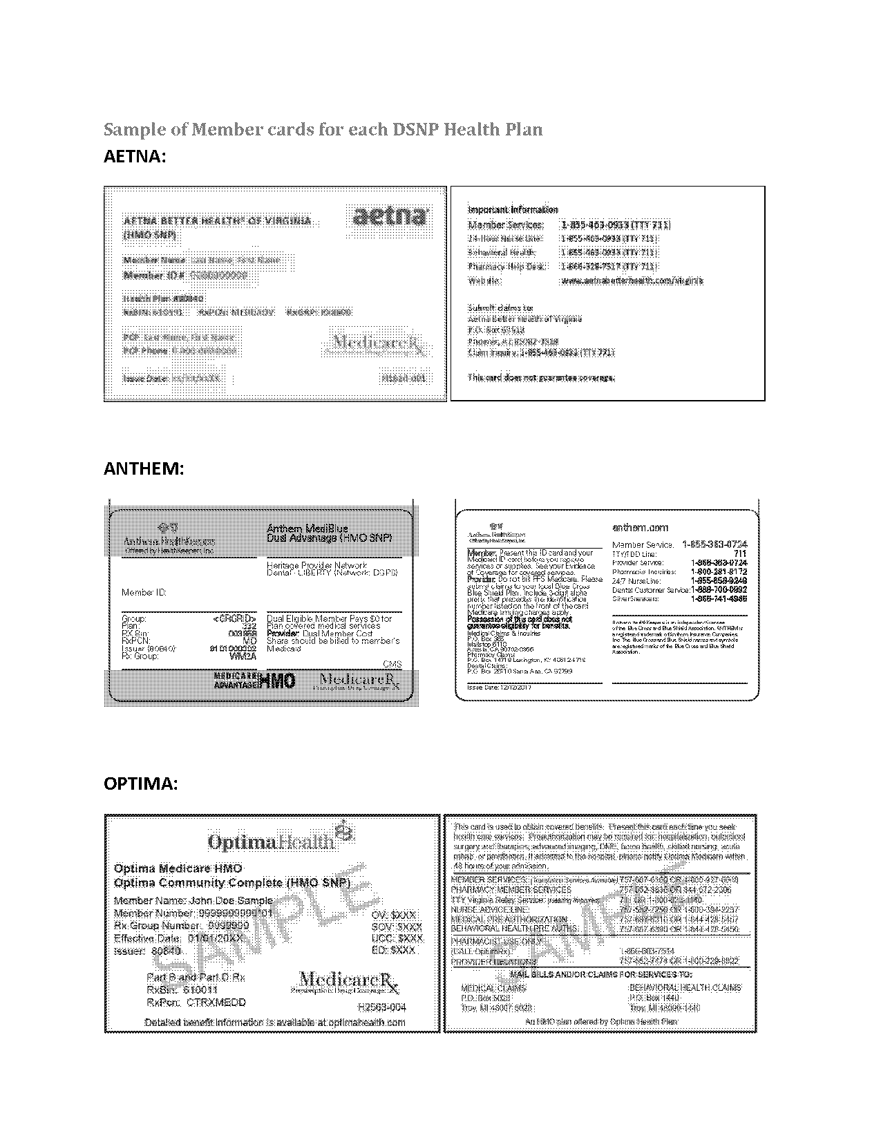 aetna insurance card examples