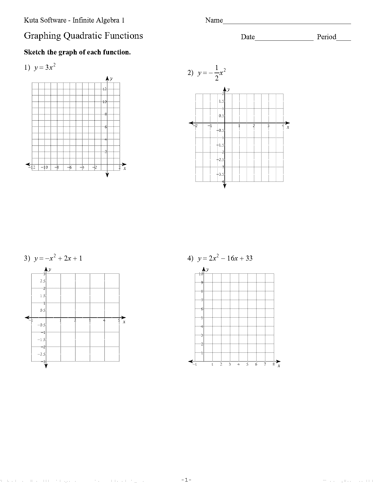 sketching quadratic graphs by completing the square worksheet