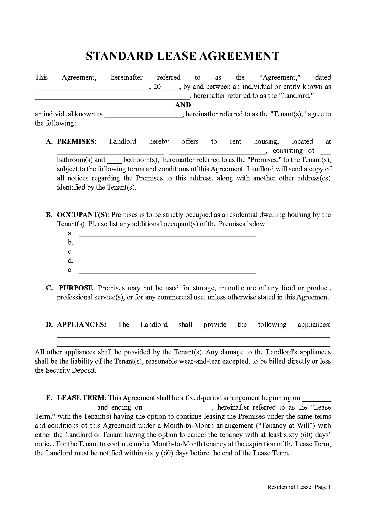 free simple leaswe agreement