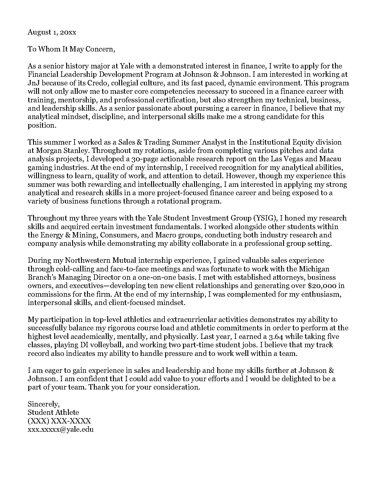 college golf cover letter examples