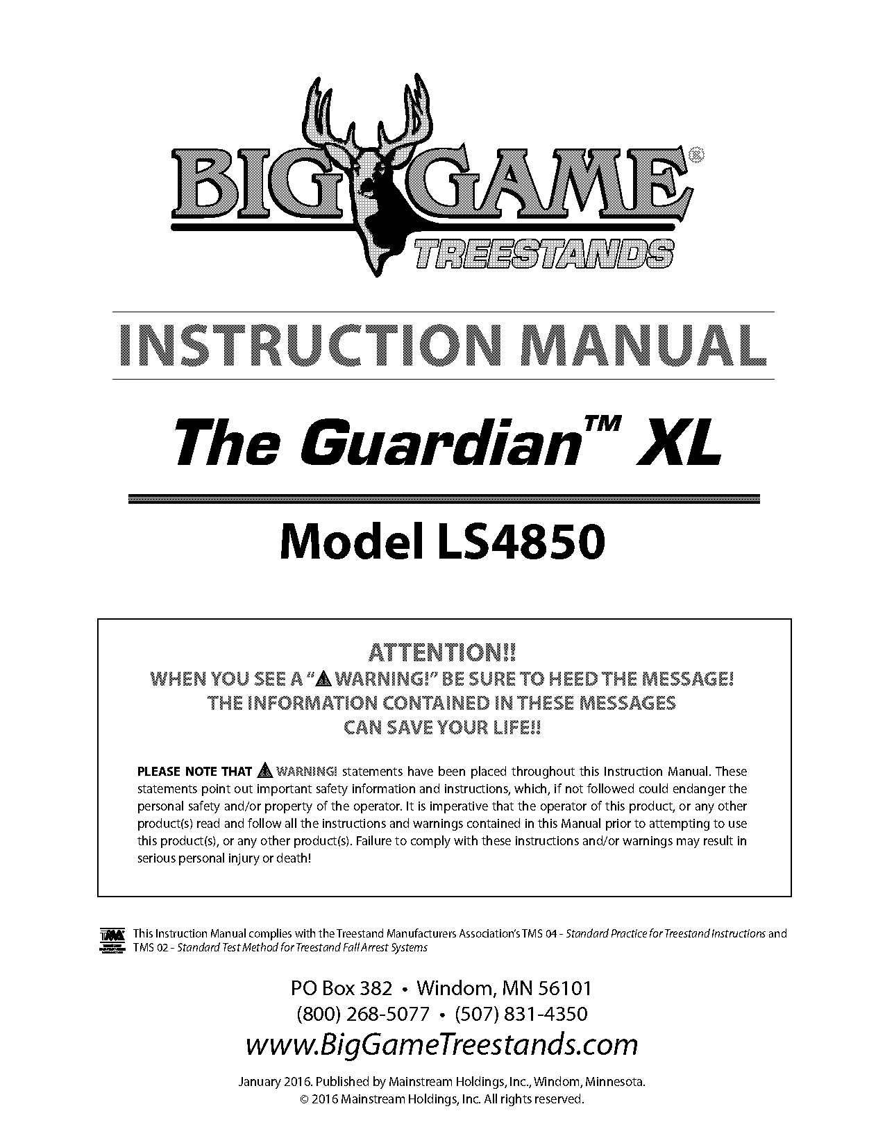 big game guardian xlt assembly instructions