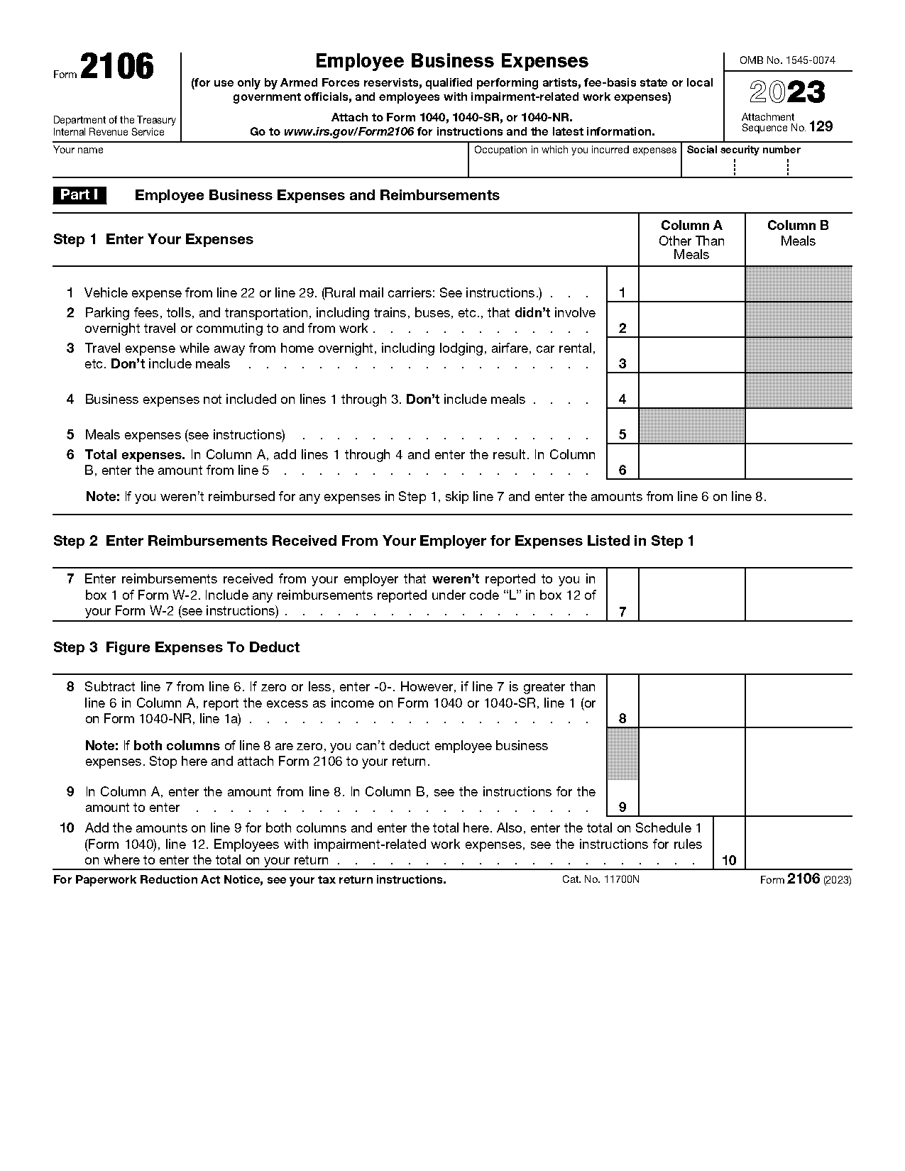 business expense irs form