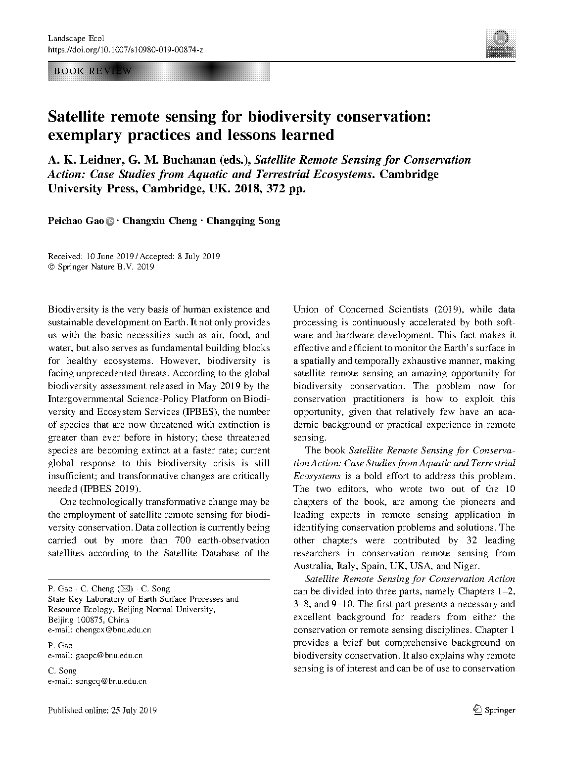 application of remote sensing in biodiversity conservation