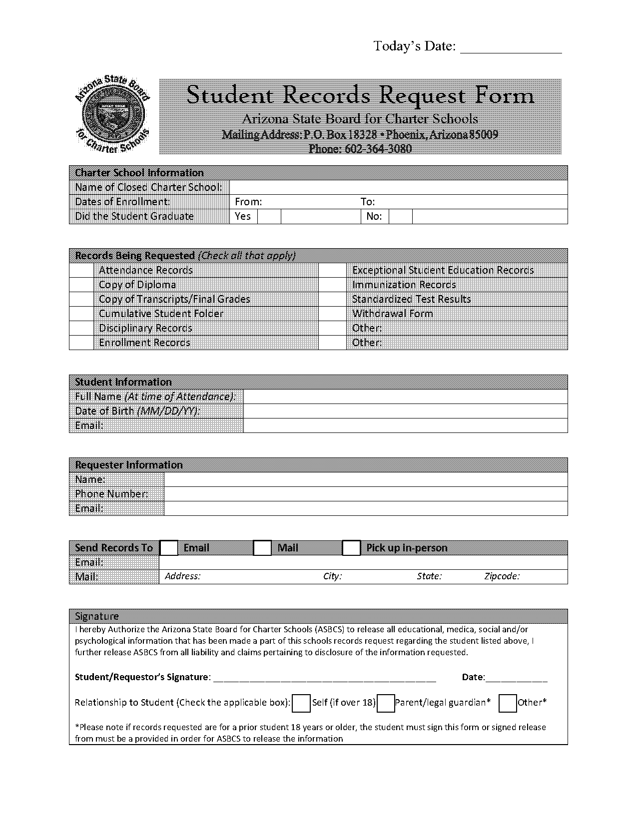 record request form school