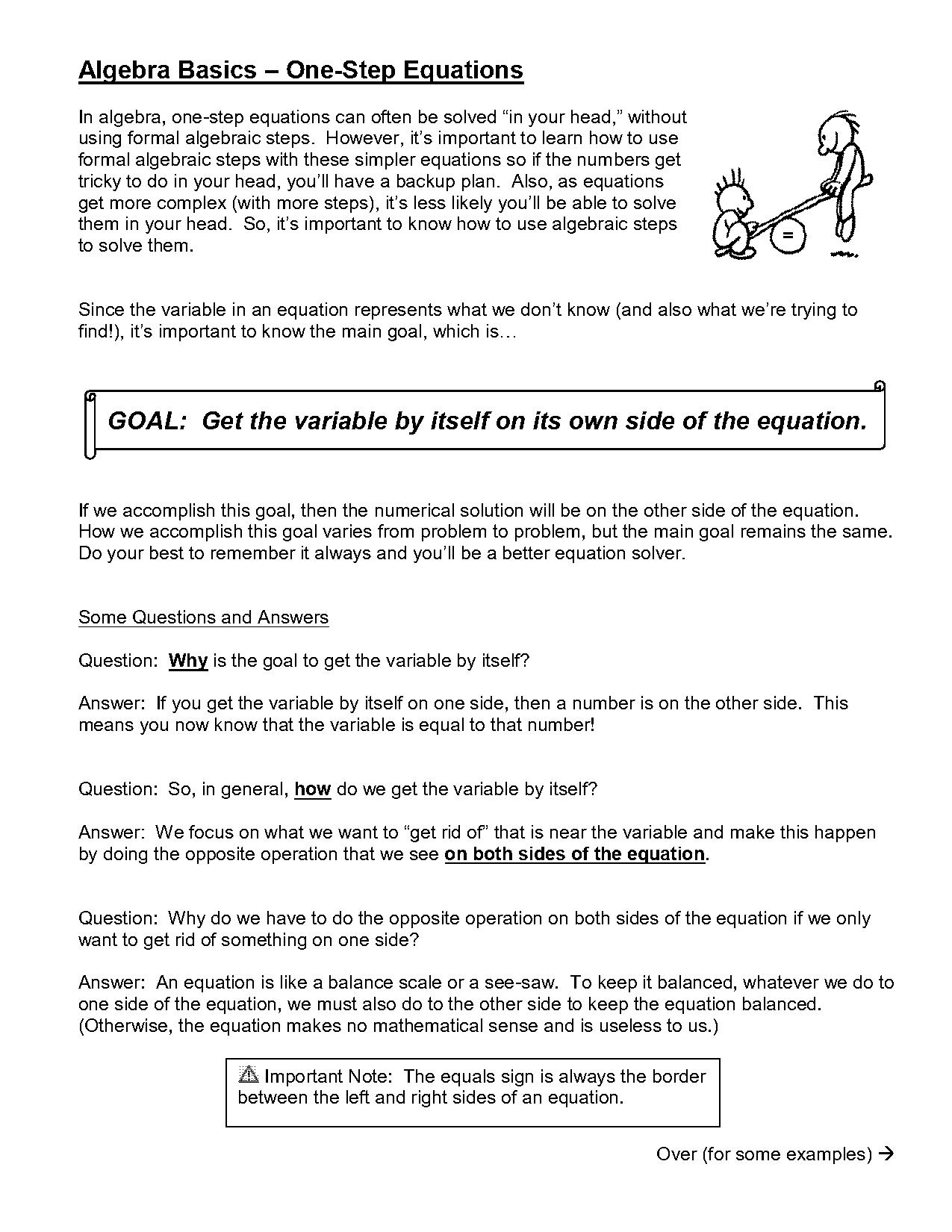 solving equation problems with variables on both sides worksheet