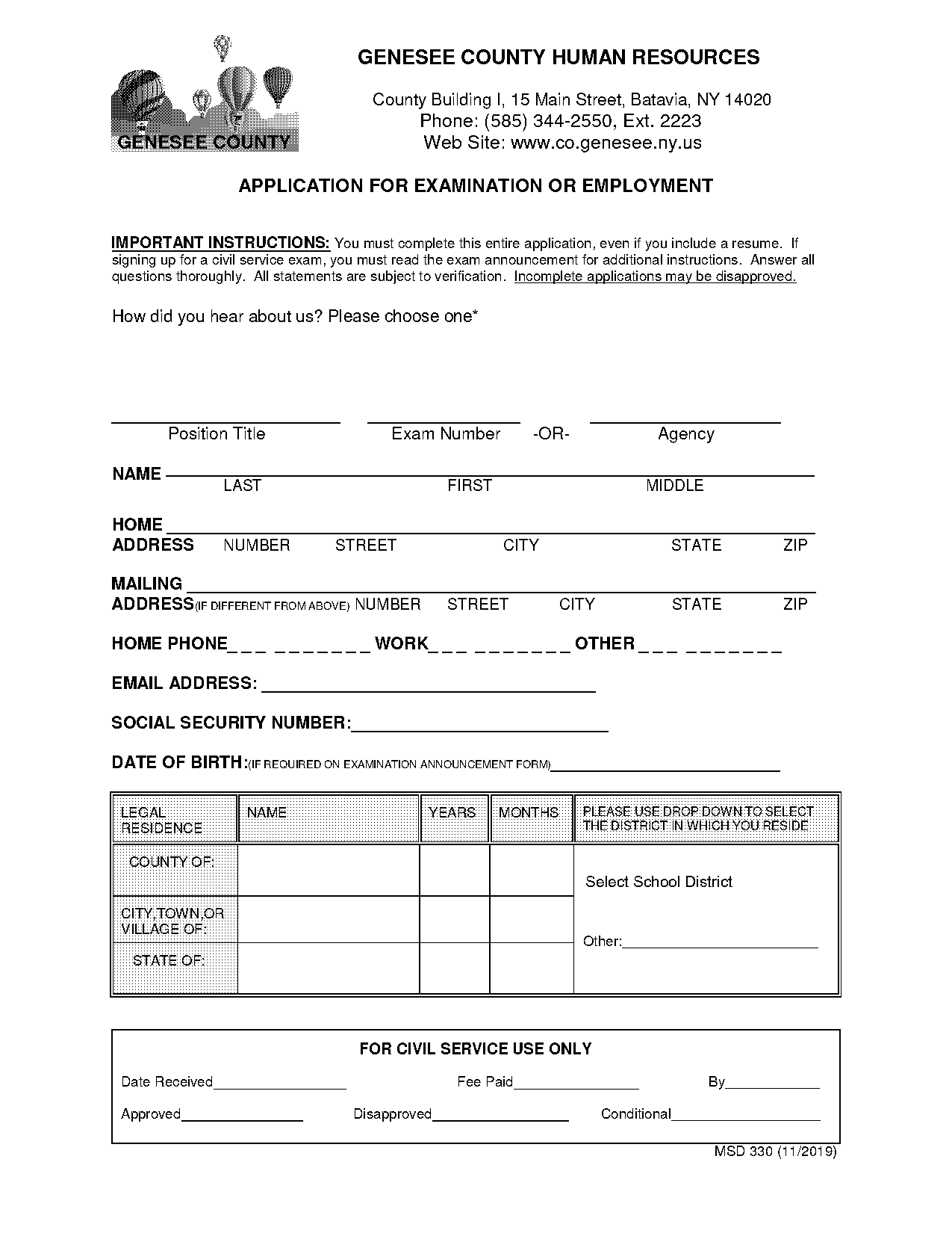 update civil service application