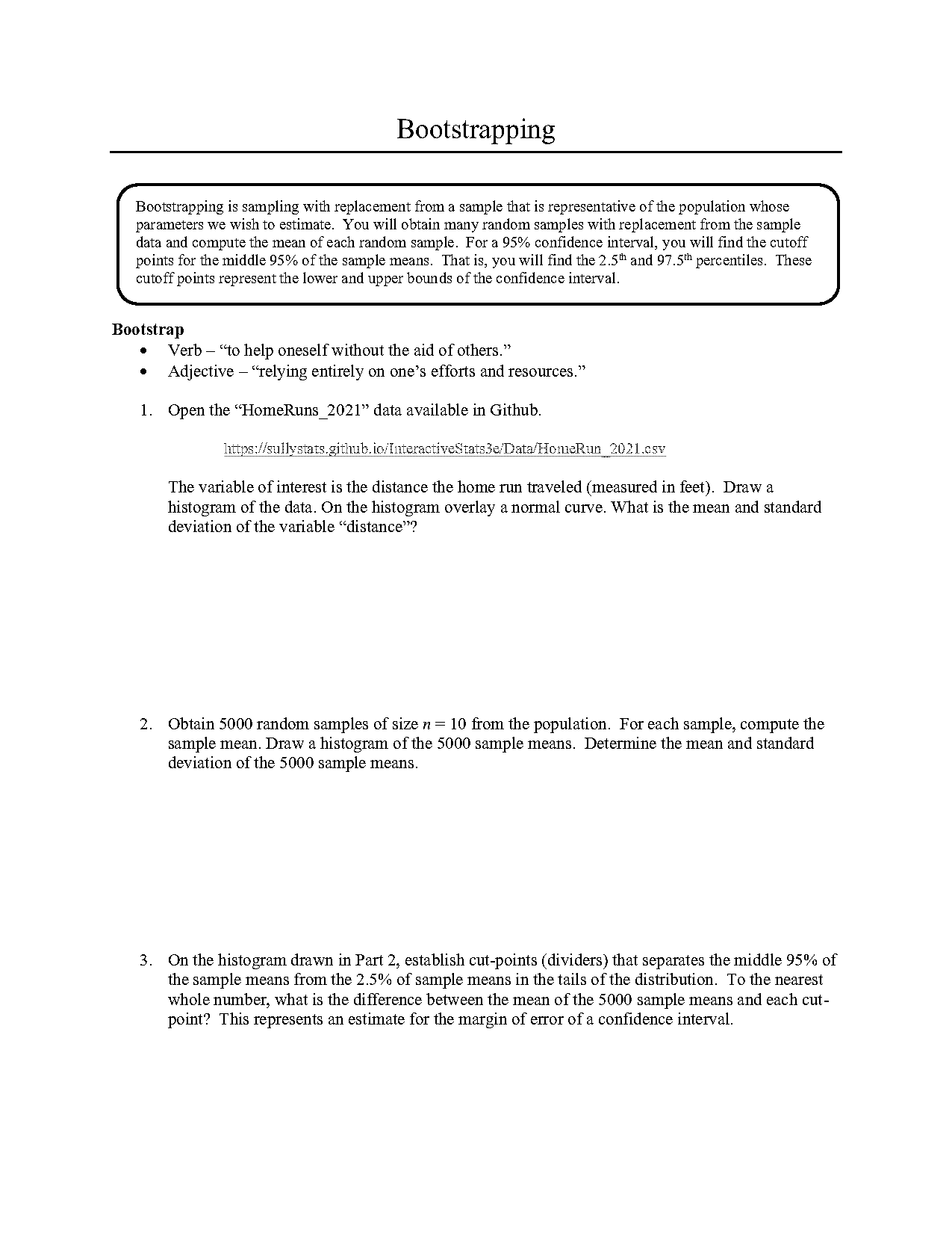 construct histogram of sample mean