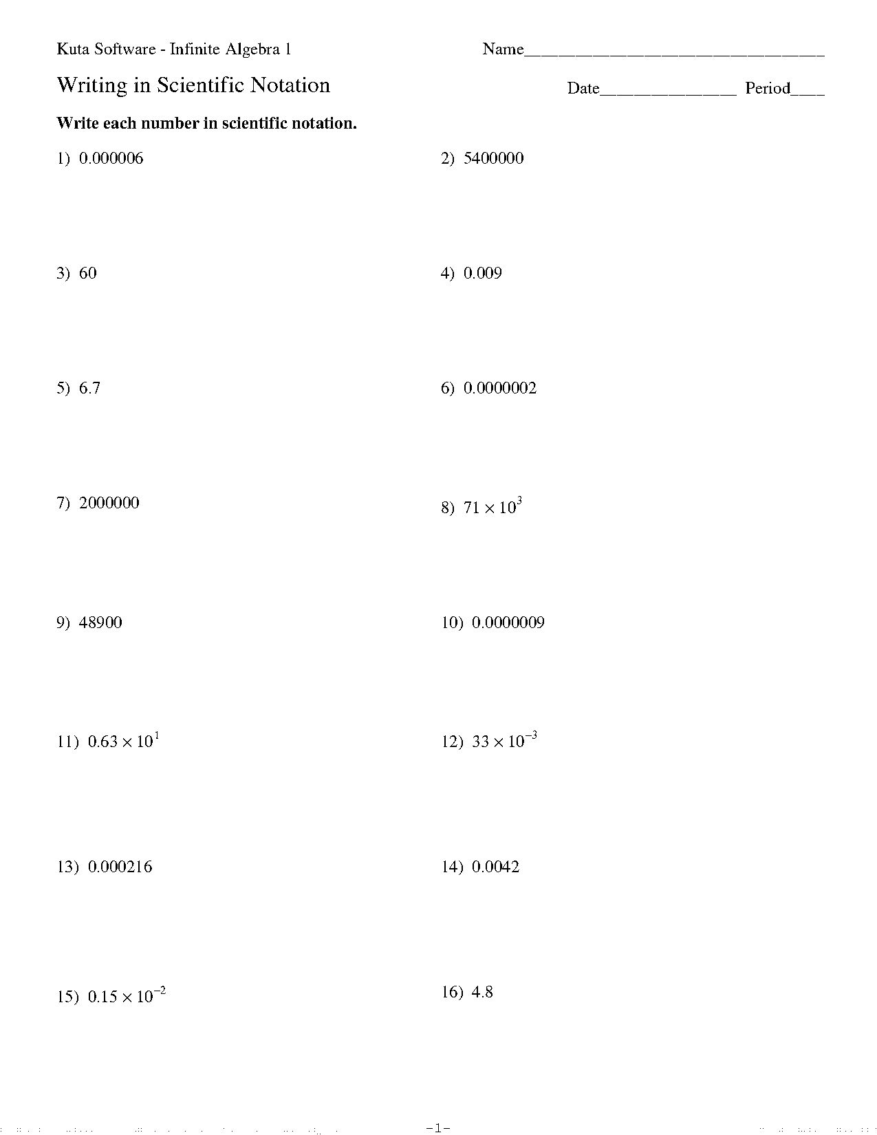 numbers in scientific notation worksheet