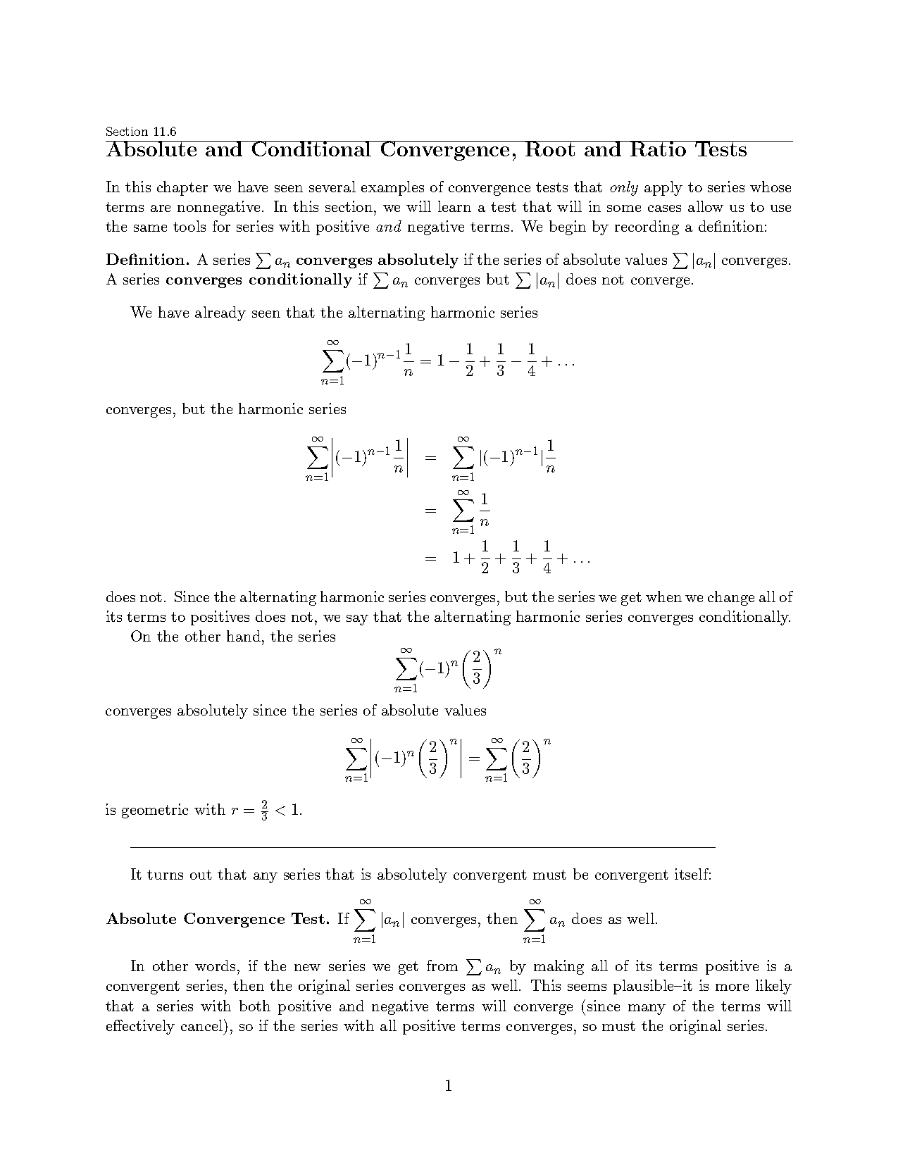 convergence test for series examples