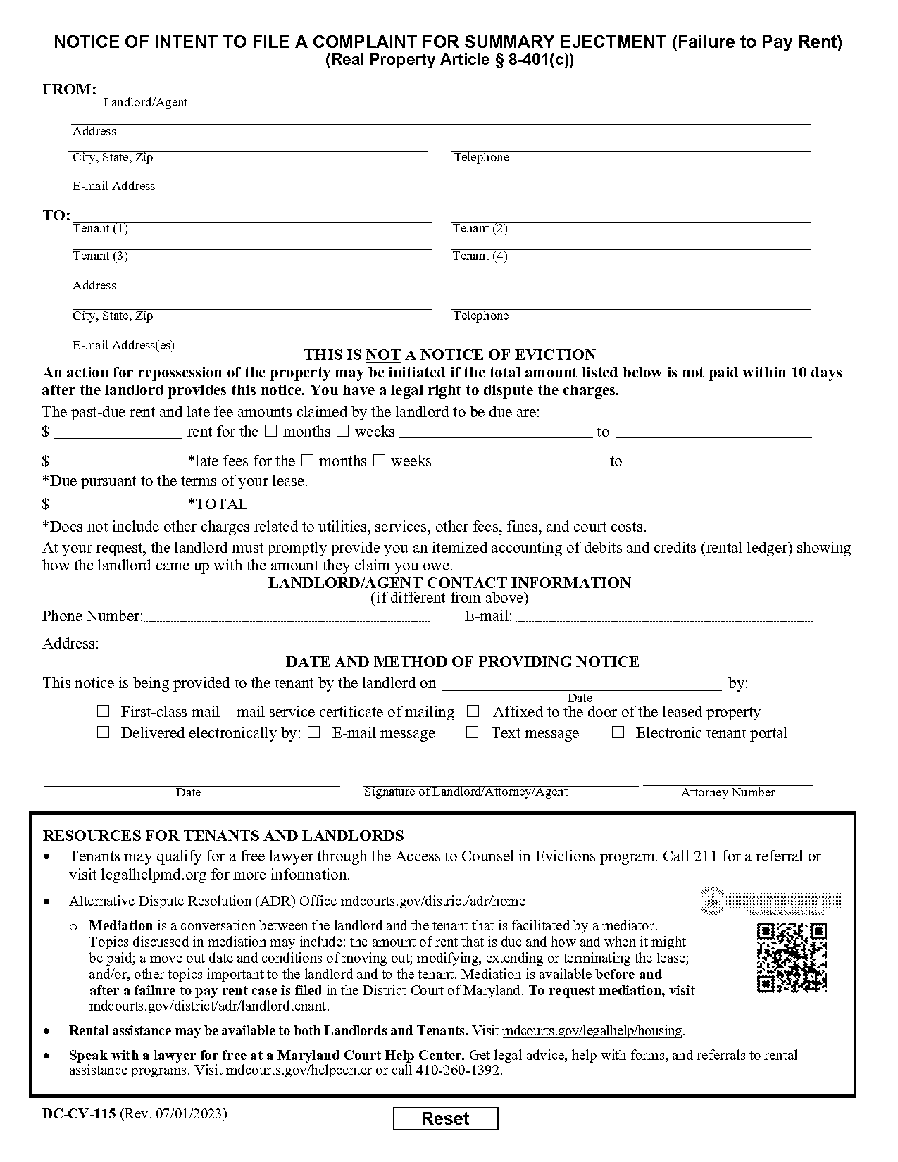 notice of late rent letter