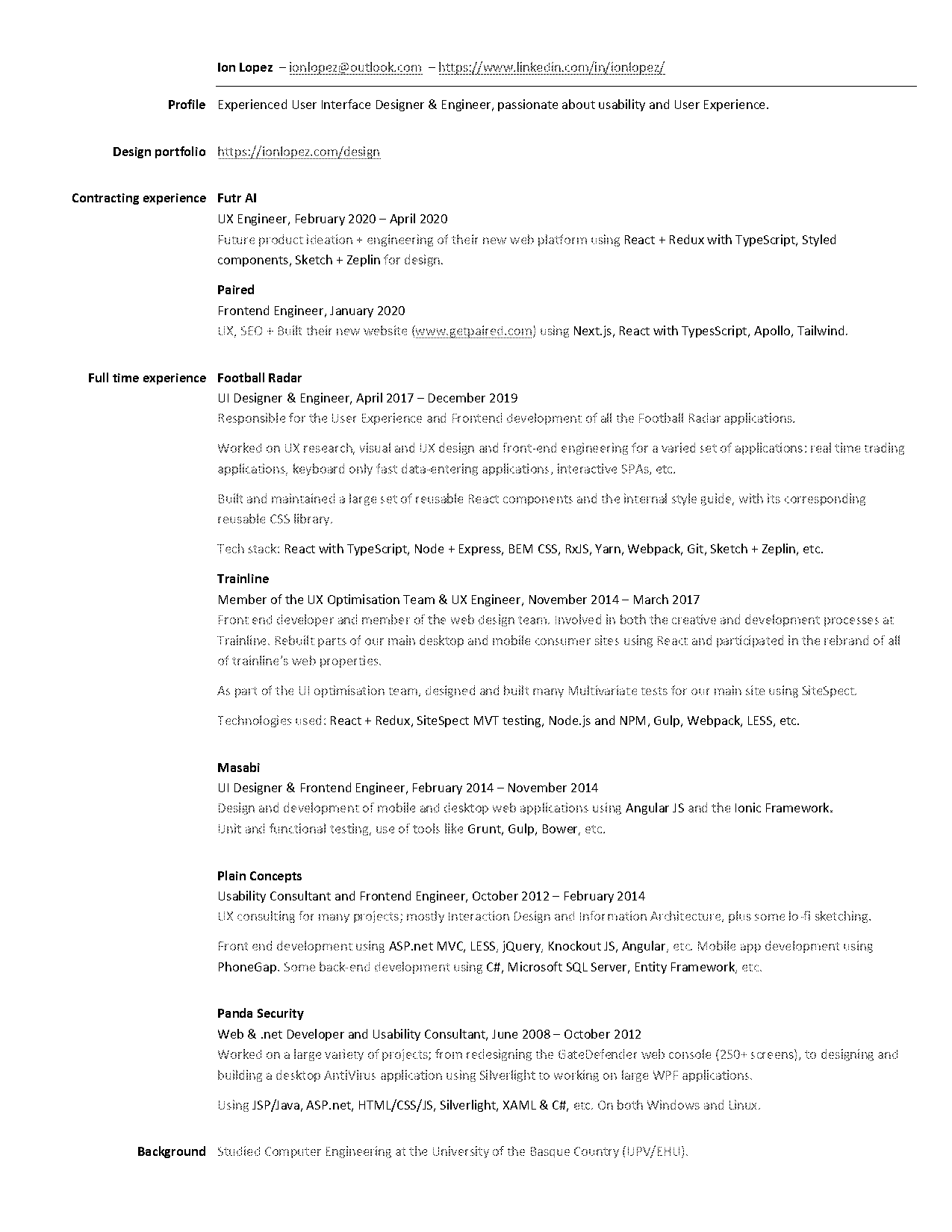 ui developer angular resume