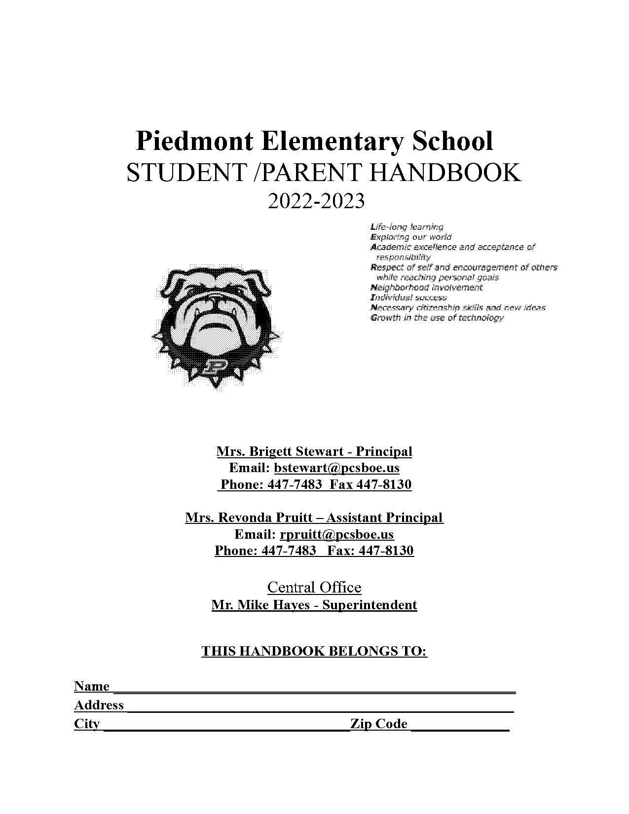 piedmont elementary school report card