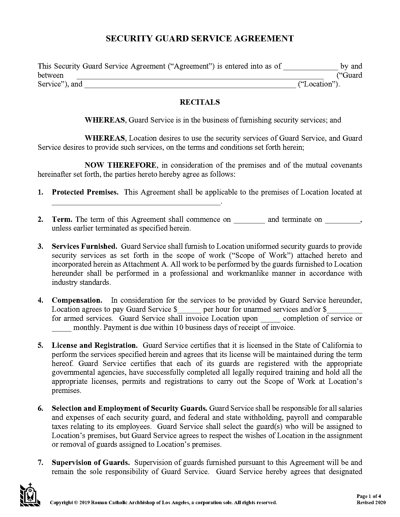 contract of security services sample