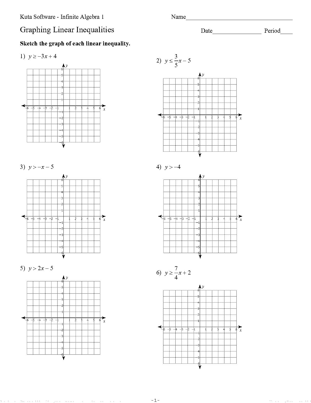 algebra simplifying inequalities worksheet