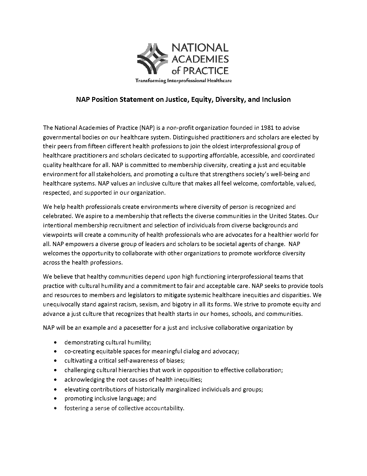 dec inclusion position statement