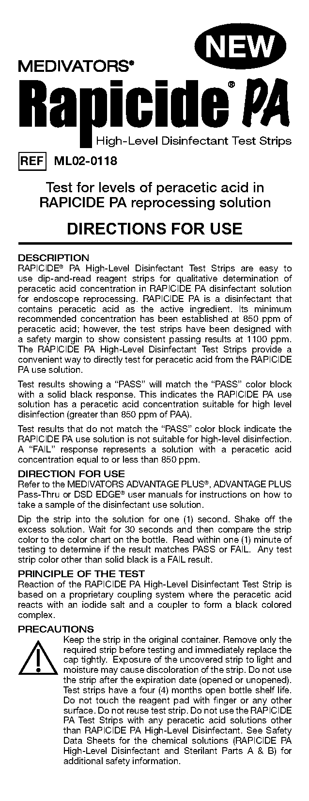 rapicide pa test strips instructions