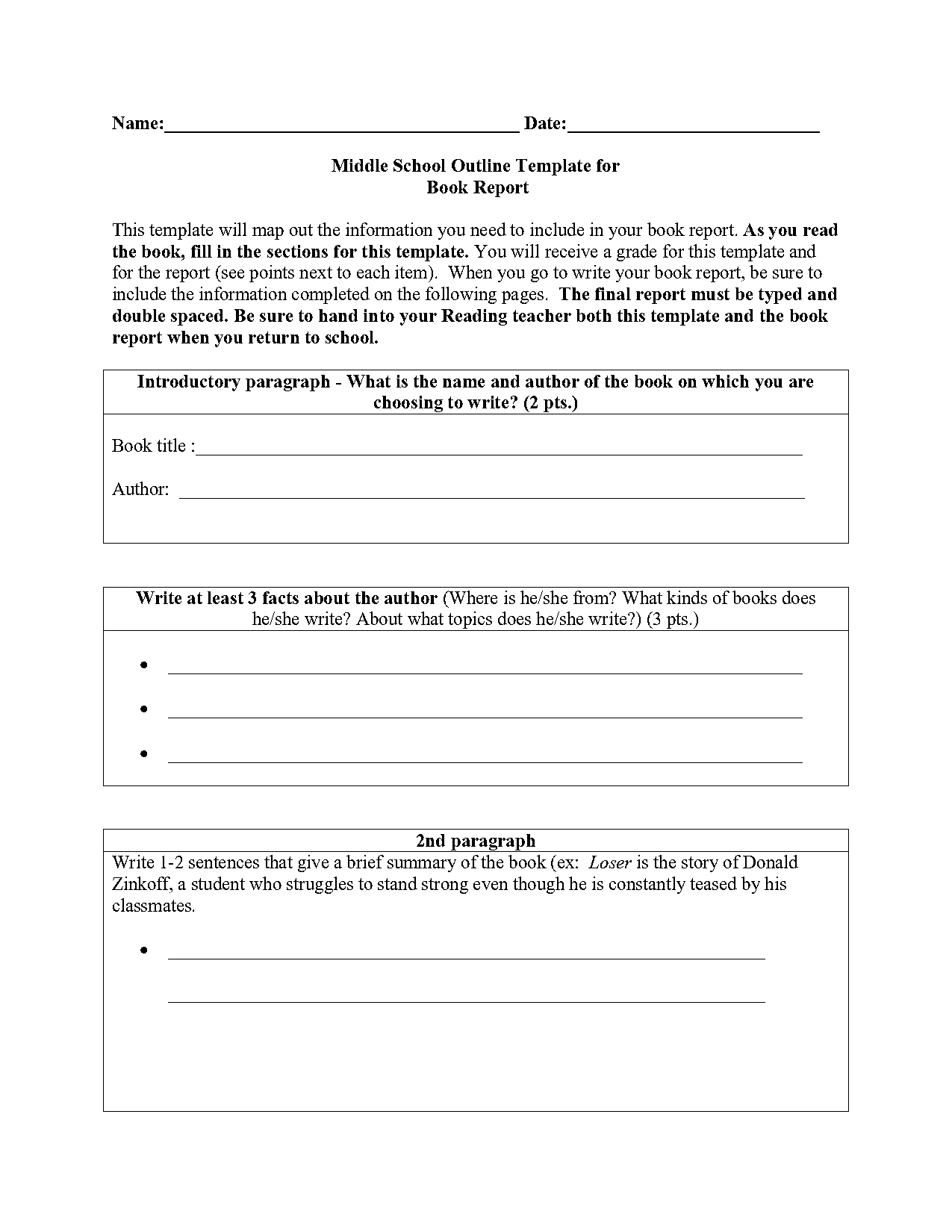 printable book report forms for elementary students