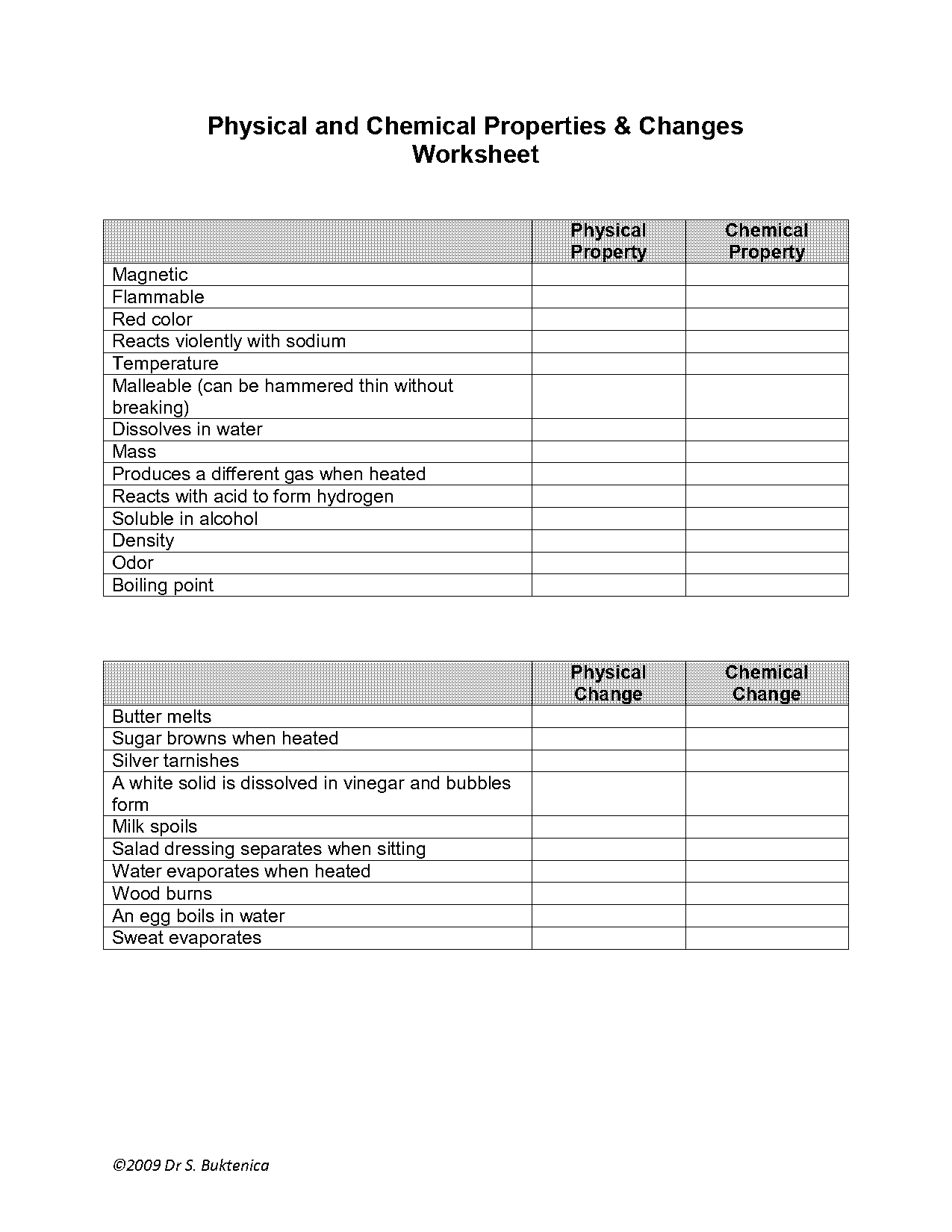 chemical versus physical properties worksheet