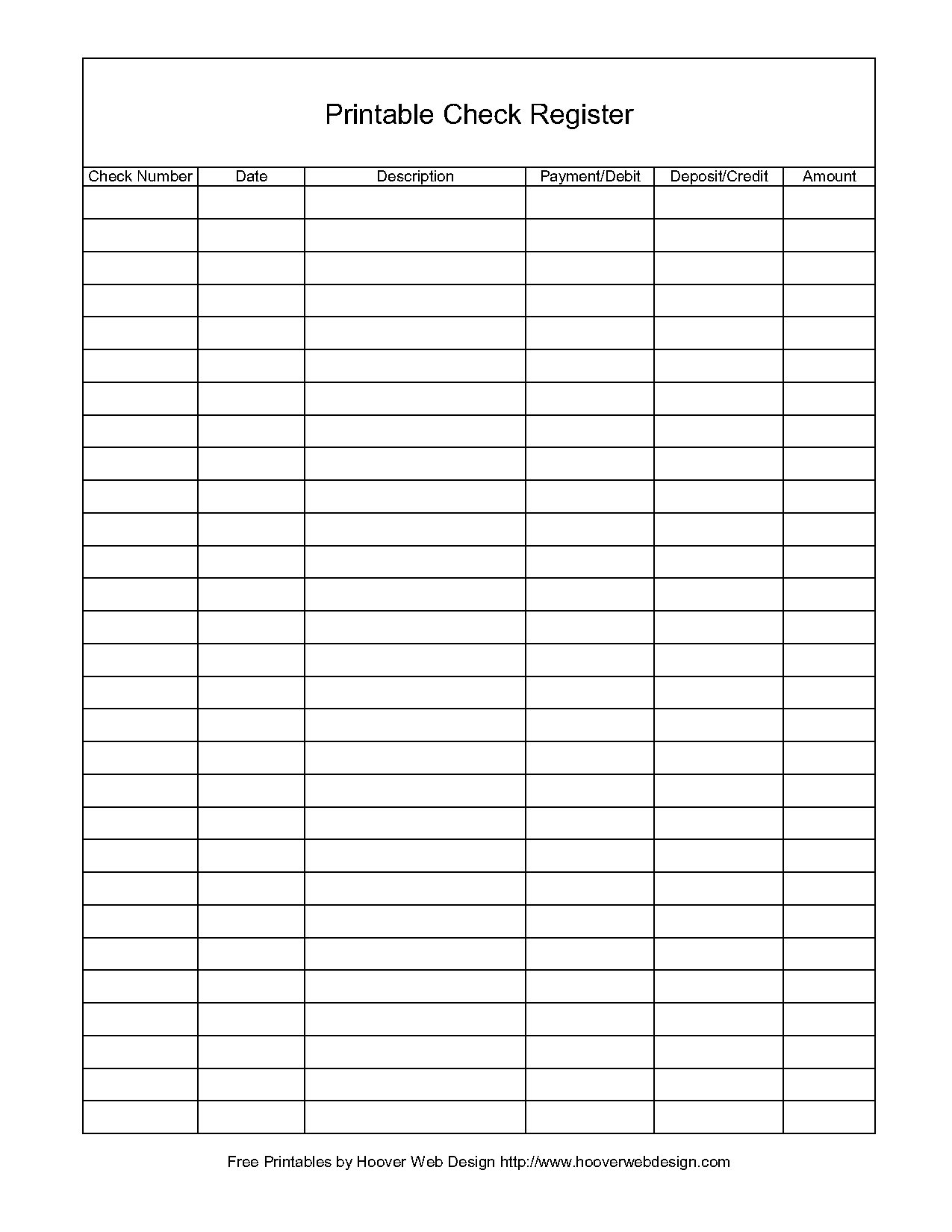 blank check register printable