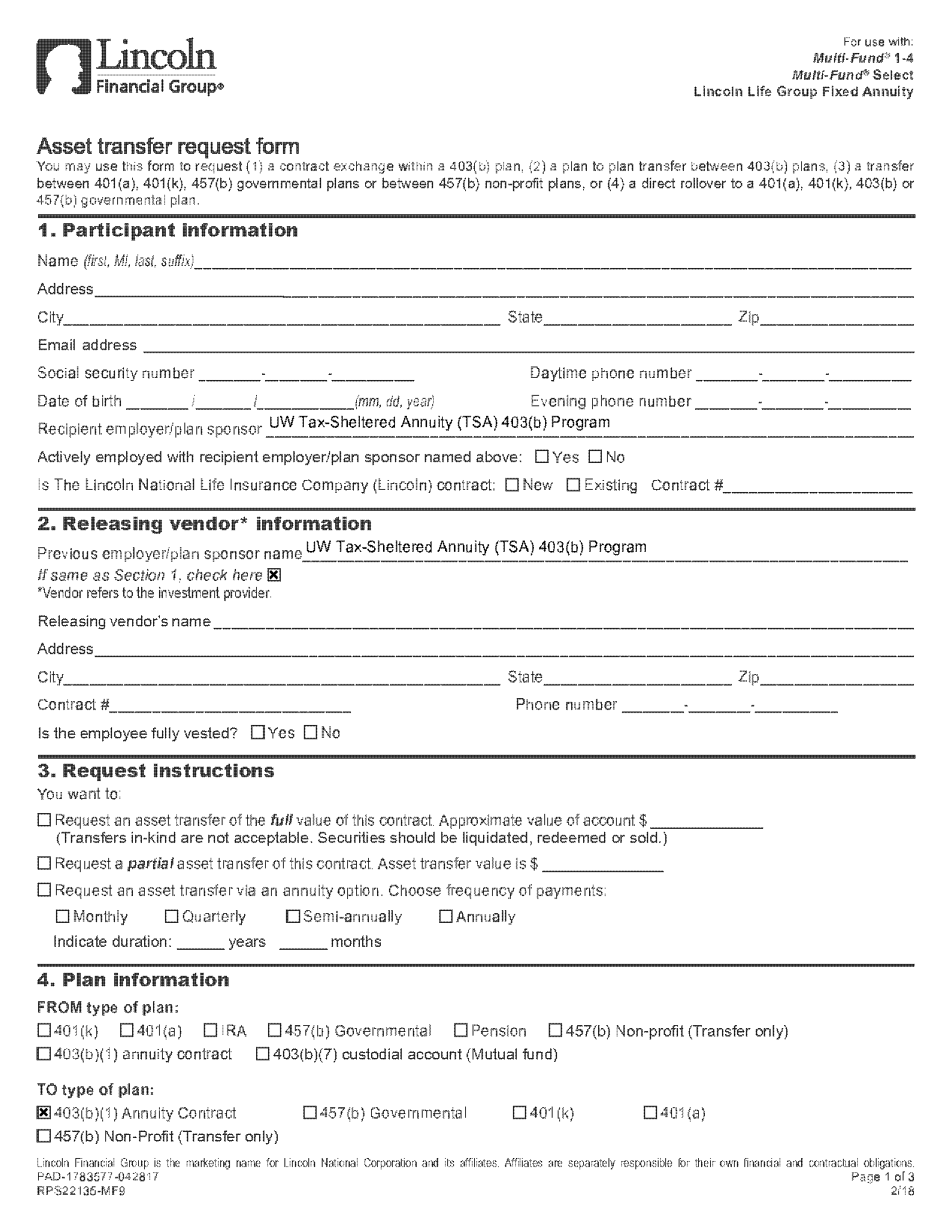 lincoln financial distribution request form