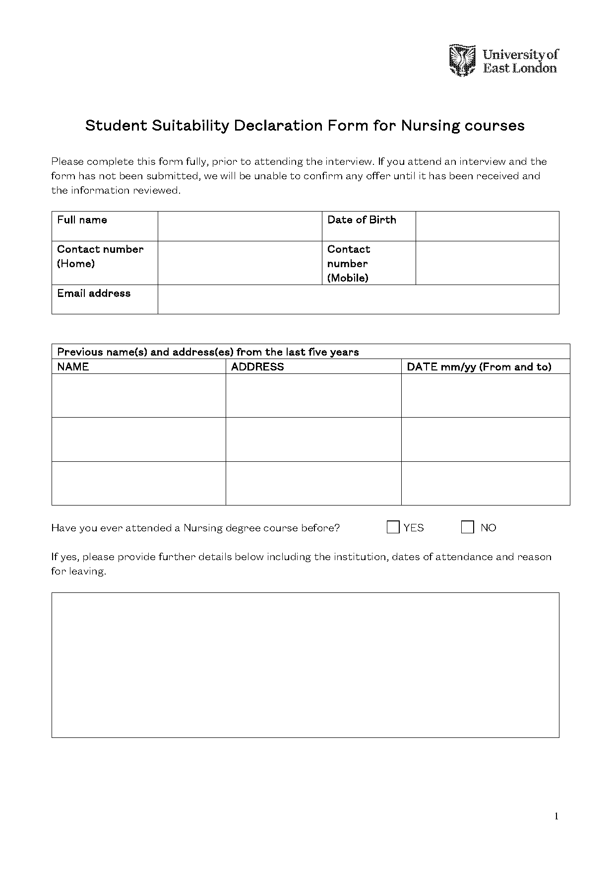 nmc travel declaration form