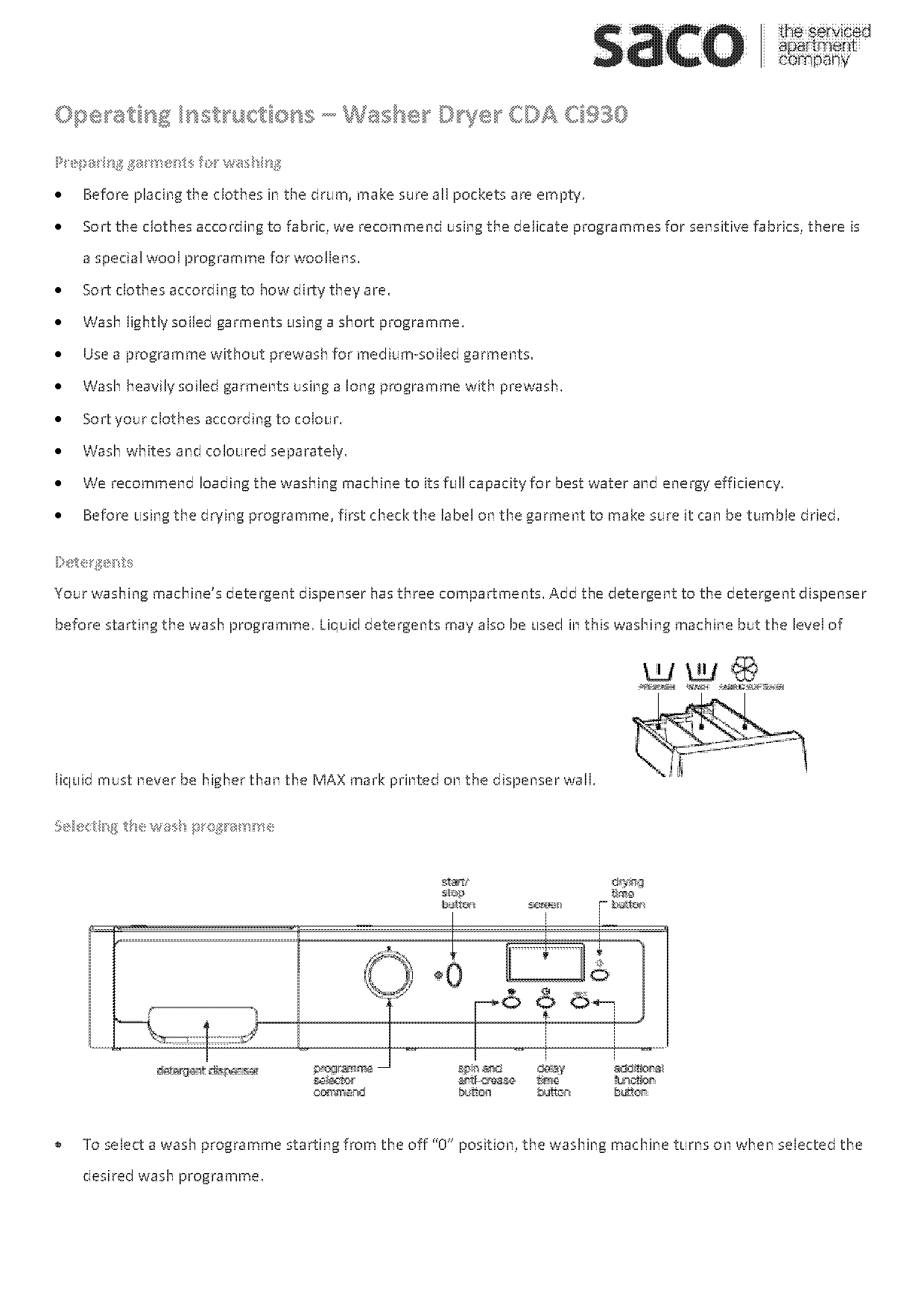 cda integrated washing machine instructions