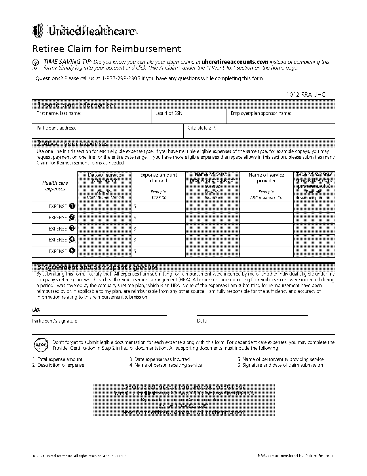 unitedhealthcare reimbursement accounts claim form