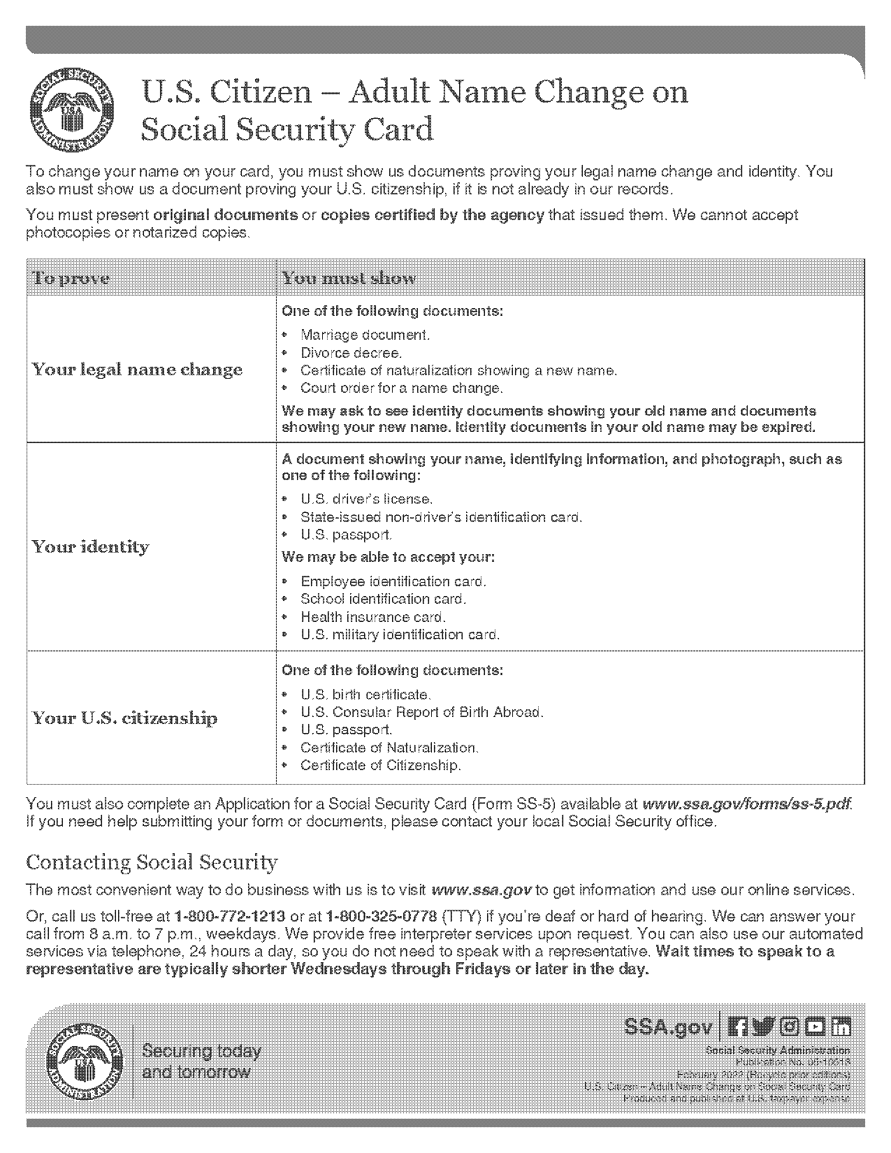 ssi name change form