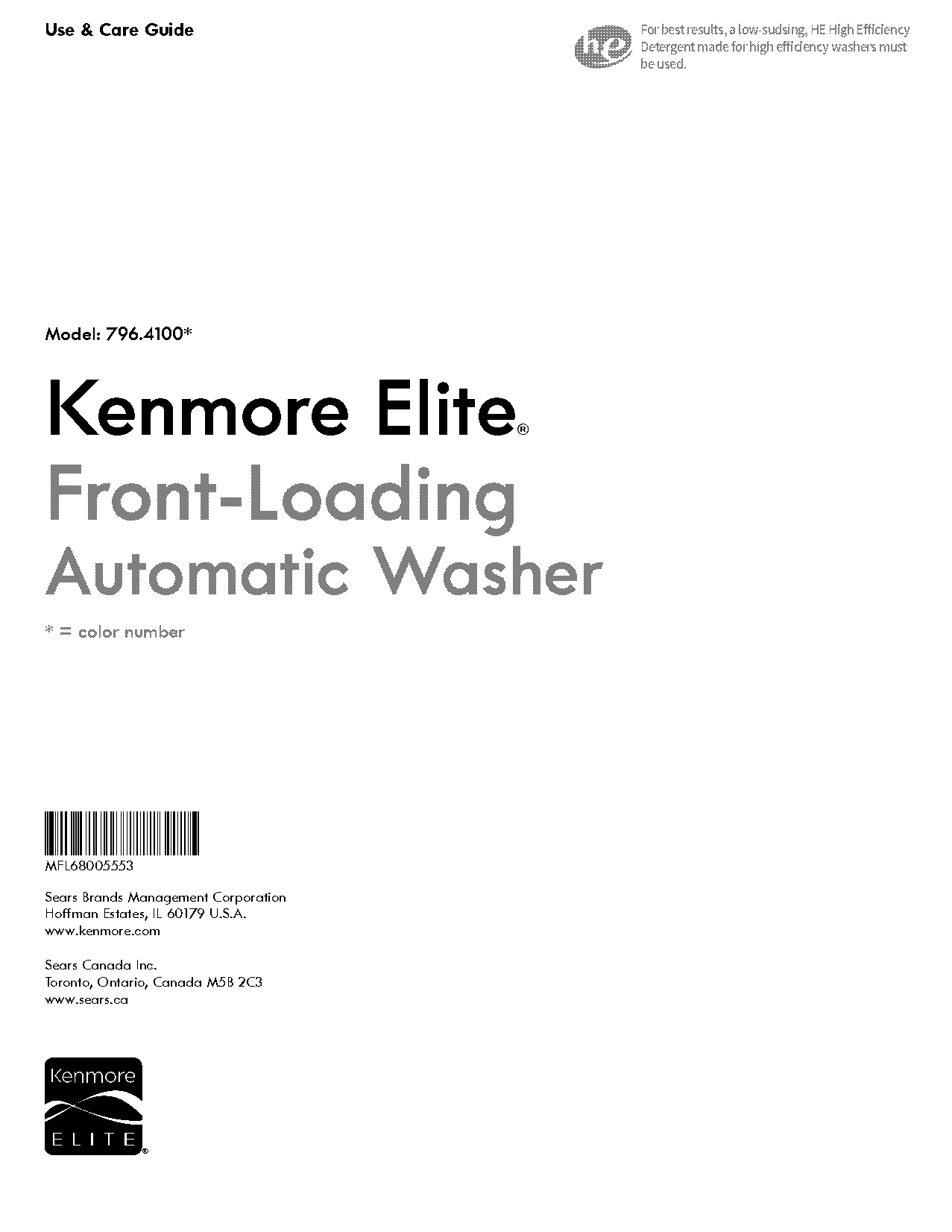 kenmore elite oasis top load washer manual