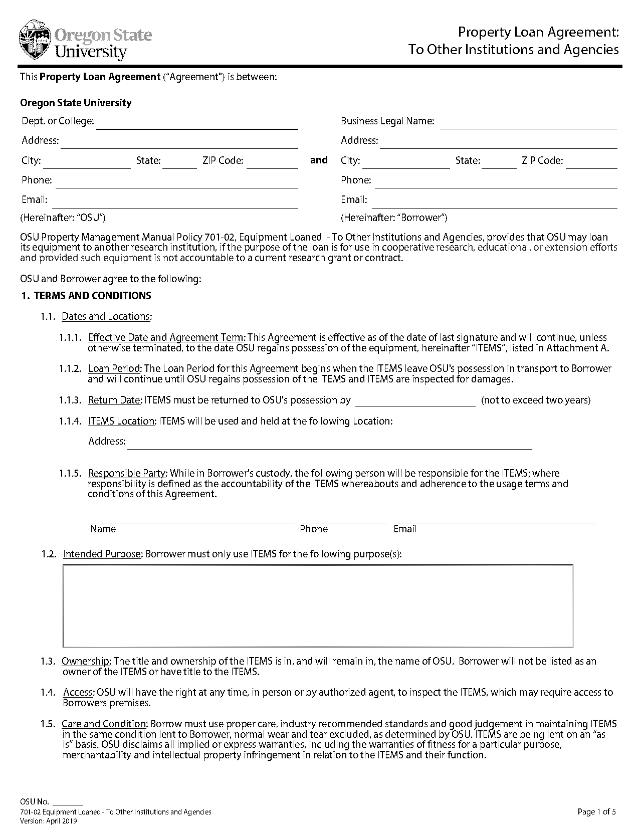 states in the loan agreement